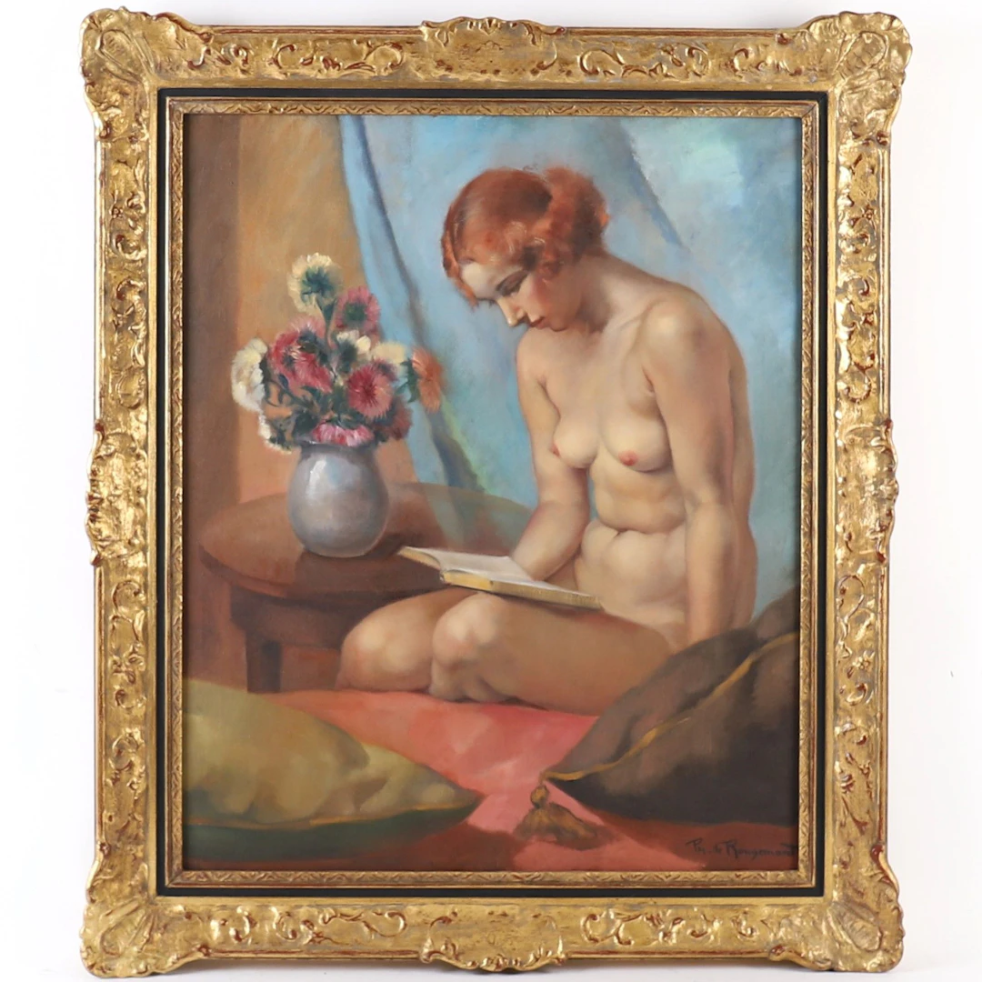 PAINTING "FEMALE NUDE READING" by Philippe DE ROUGEMONT (189 - Lot 232