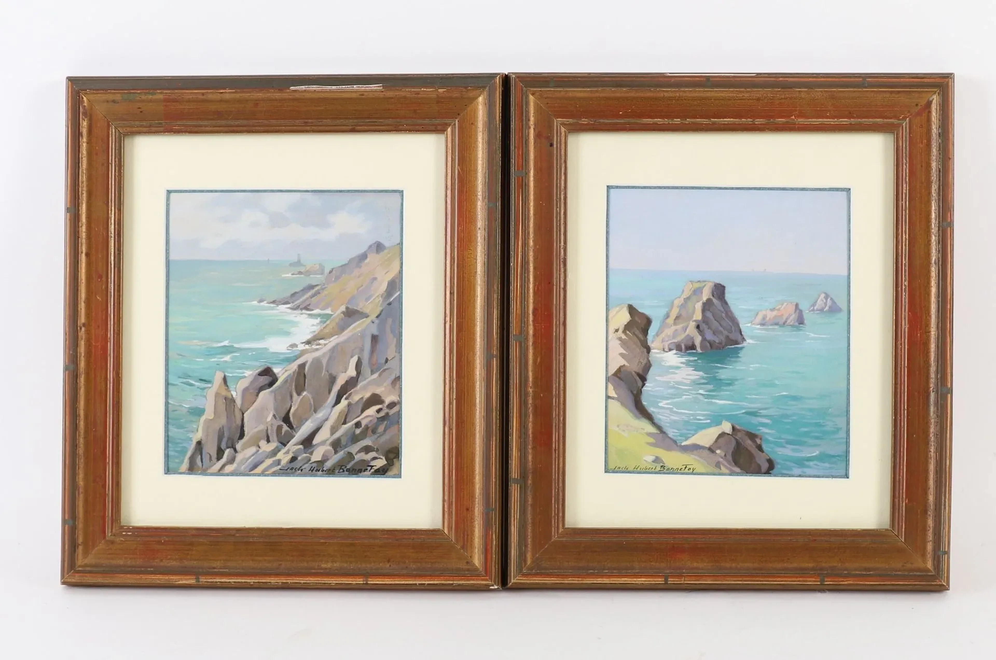 PAIR OF PAINTINGS "BRETON CLIFFS" by Jack Hubert BONNEFOY - Lot 291