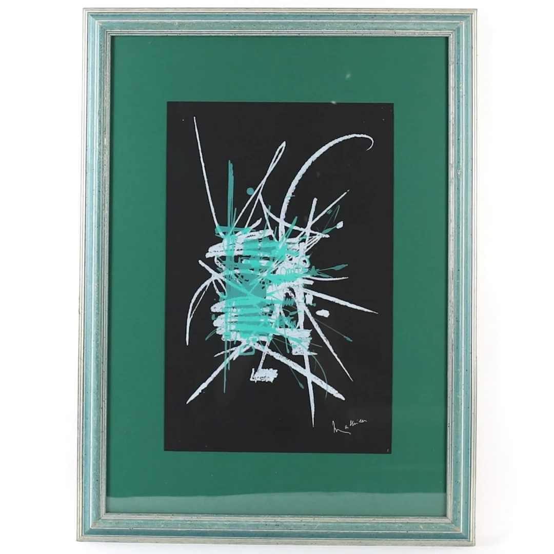 PAINTING "GREEN AND WHITE COMPOSITION" by Georges MATHIEU (1 - Lot 195