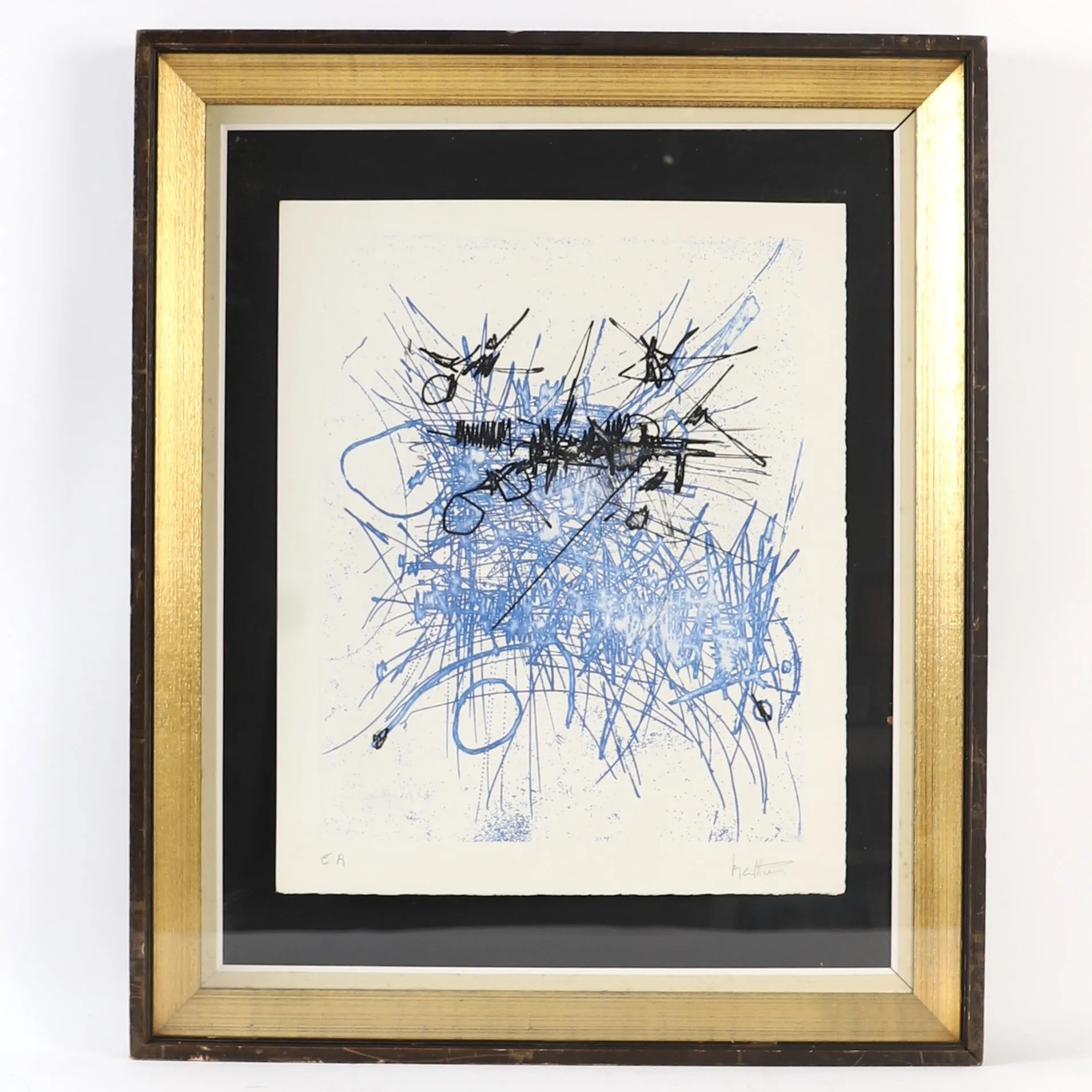 PAINTING "ABSTRACTION IN BLUE" by Georges MATHIEU (1921–2012 - Lot 207