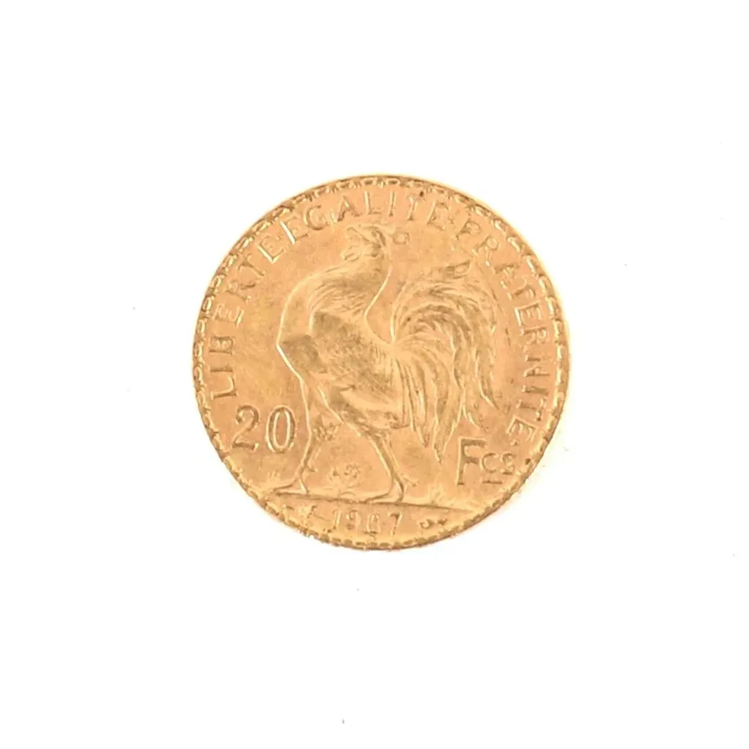 20-FRANC GOLD COIN WITH ROOSTER, 1907 - Lot 53
