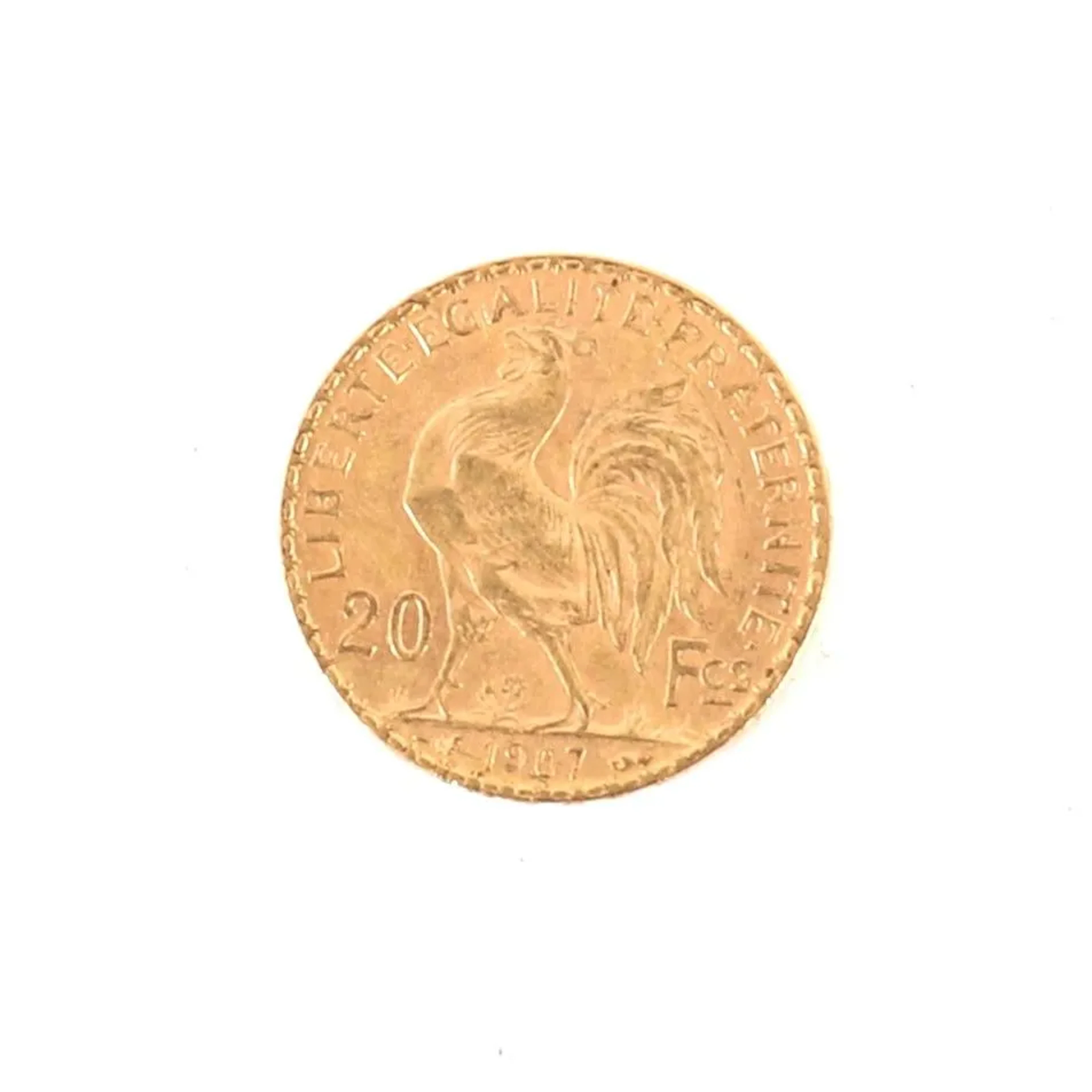 20-FRANC GOLD COIN WITH ROOSTER, 1907 - Lot 53