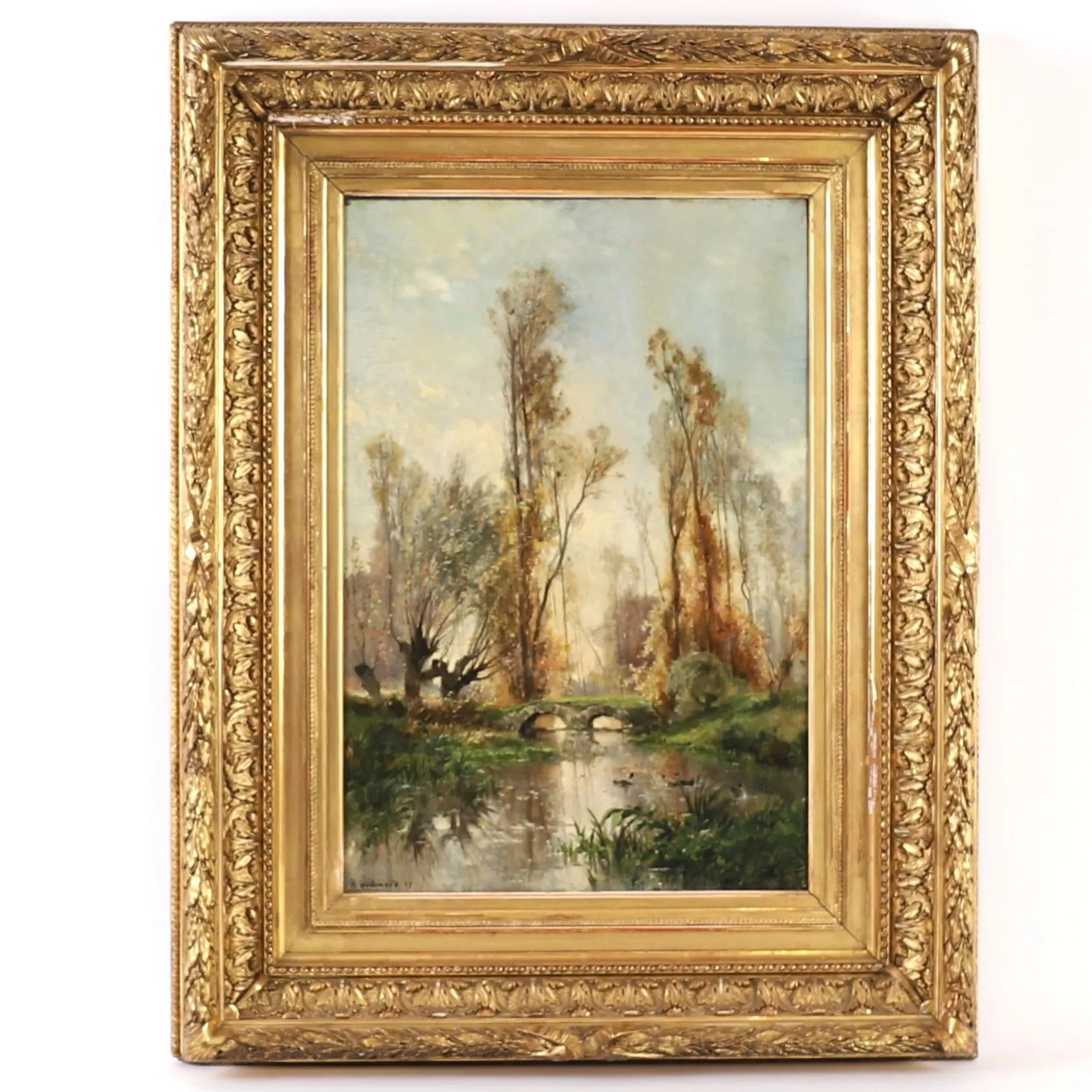 PAINTING "FOREST LANDSCAPE BY THE RIVER" by Henri GUILMARD ( - Lot 260
