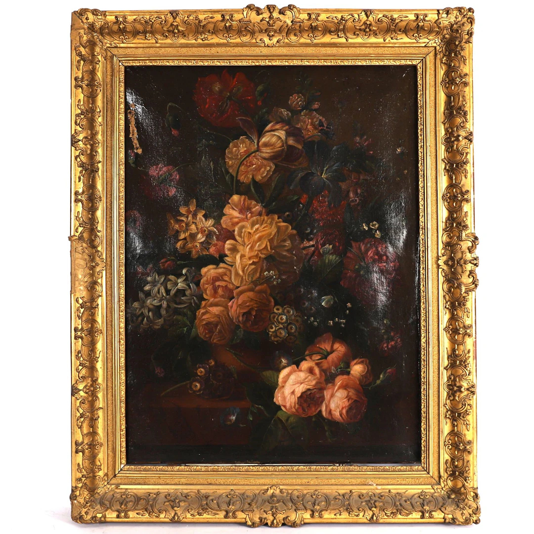 TABLEAU "NATURE MORTE AUX FLEURS" ITALIAN ECOLE 19th century - Lot 219
