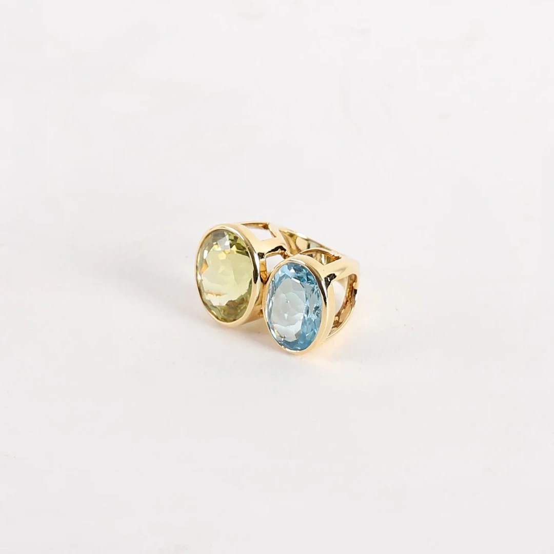DESIGNER RING IN GOLD, TOPAZ, AND CITRINE - Lot 34