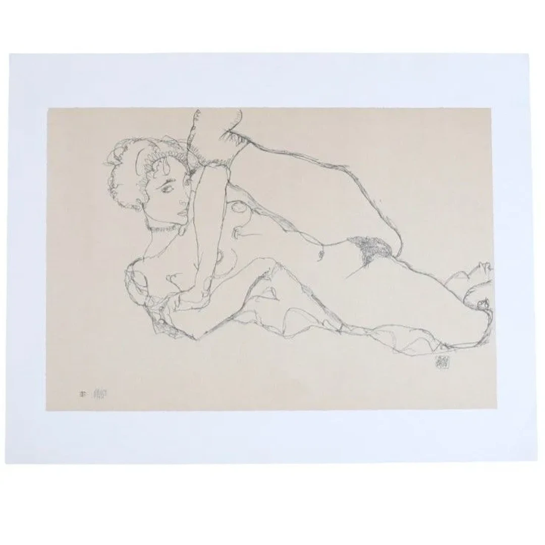 WORK "NUDE LYING DOWN WITH LEFT LEG BENT" after Egon SCHIELE - Lot 191