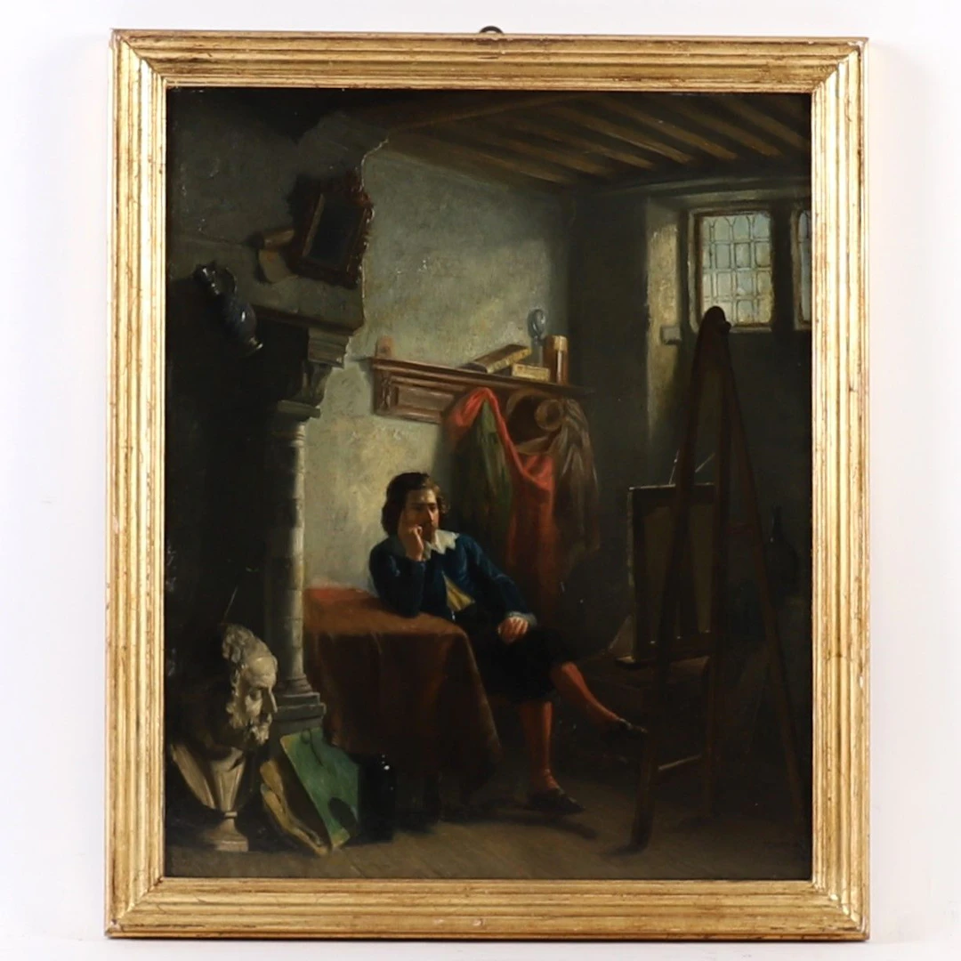 PAINTING "THE PAINTER IN CONTEMPLATION" 19th CENTURY - Lot 299