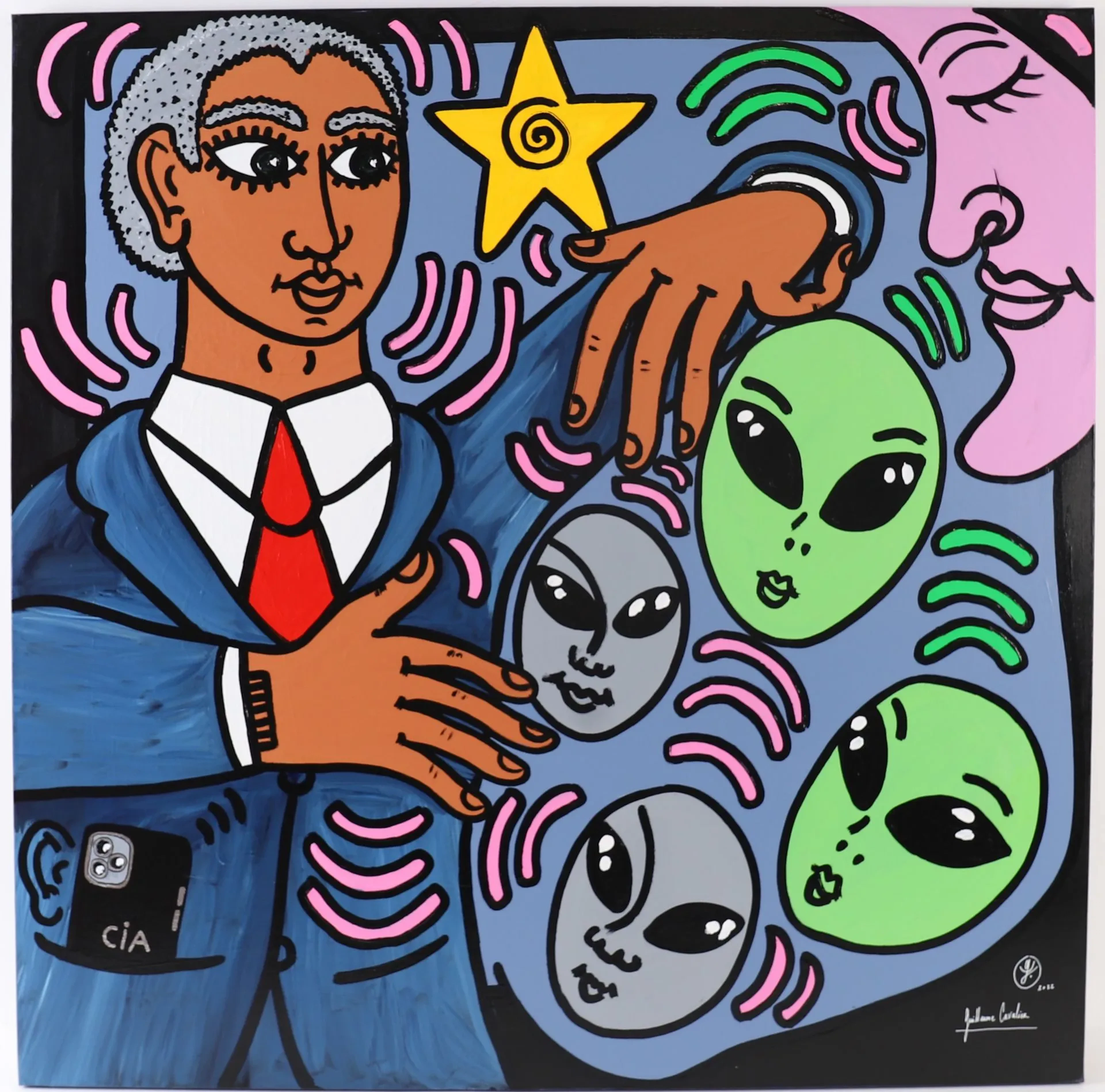 PAINTING "MR. THE PRESIDENT" by Guillaume CAVALIER (1994) - Lot 195
