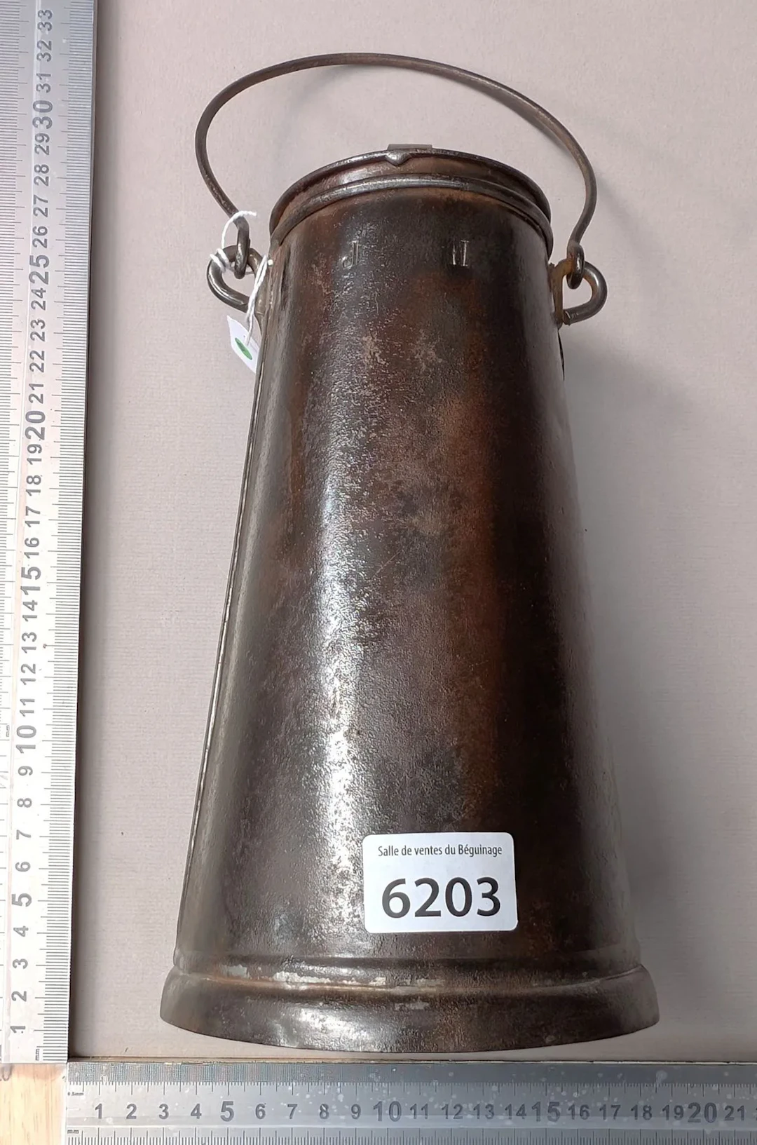 Antique wrought-iron pitcher—see photos for dimensions and condition