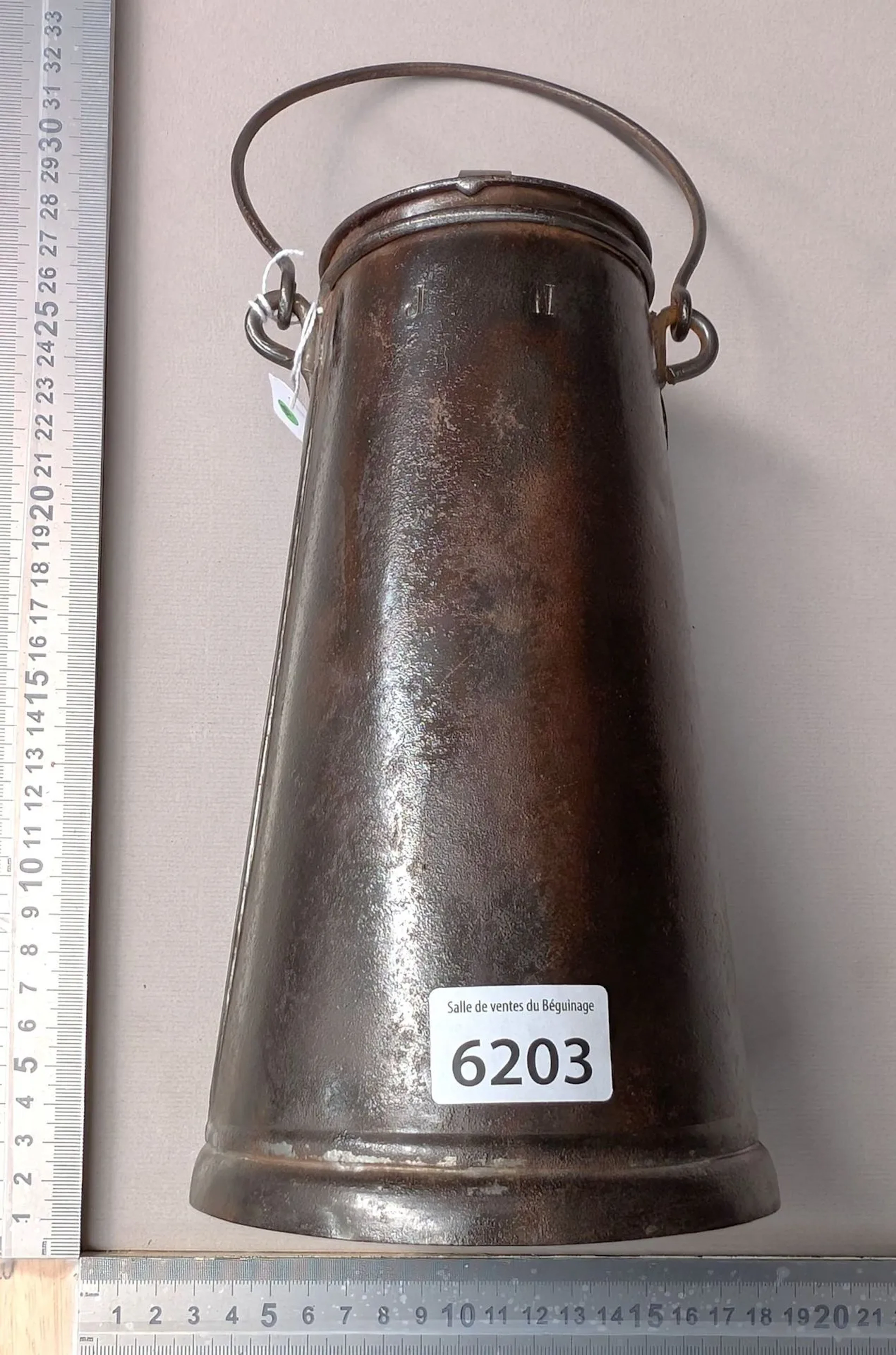 Antique wrought-iron pitcher—see photos for dimensions and condition