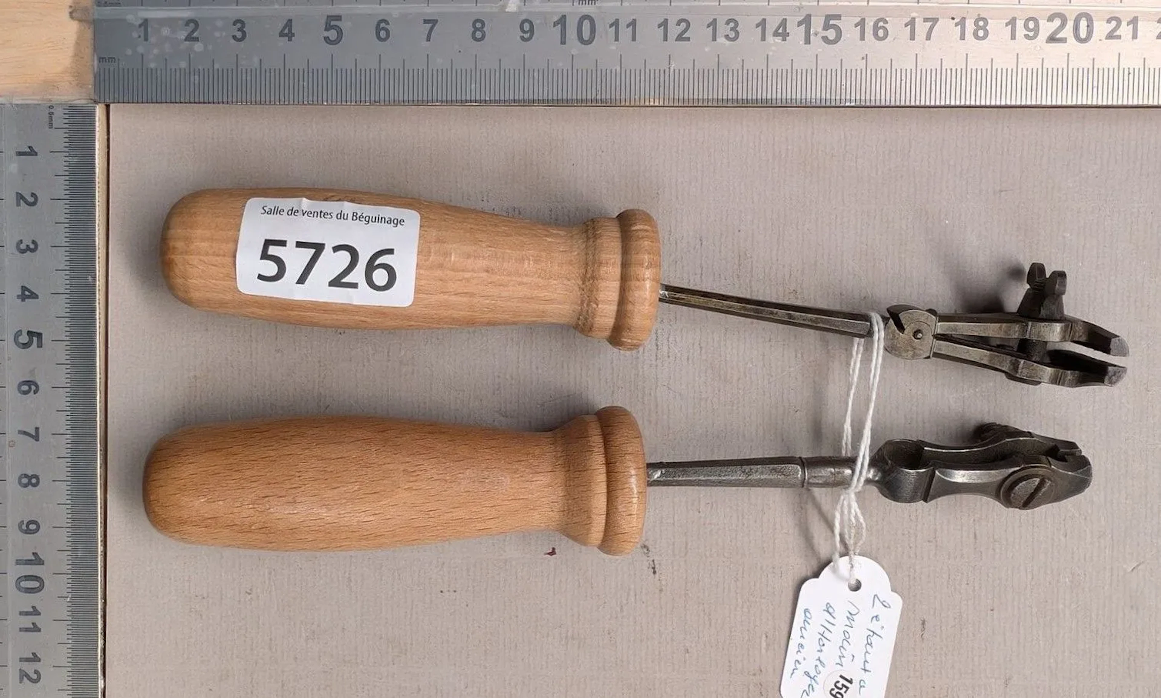 2 Small antique watchmaker's hand vices—see photos for dimensions and condition