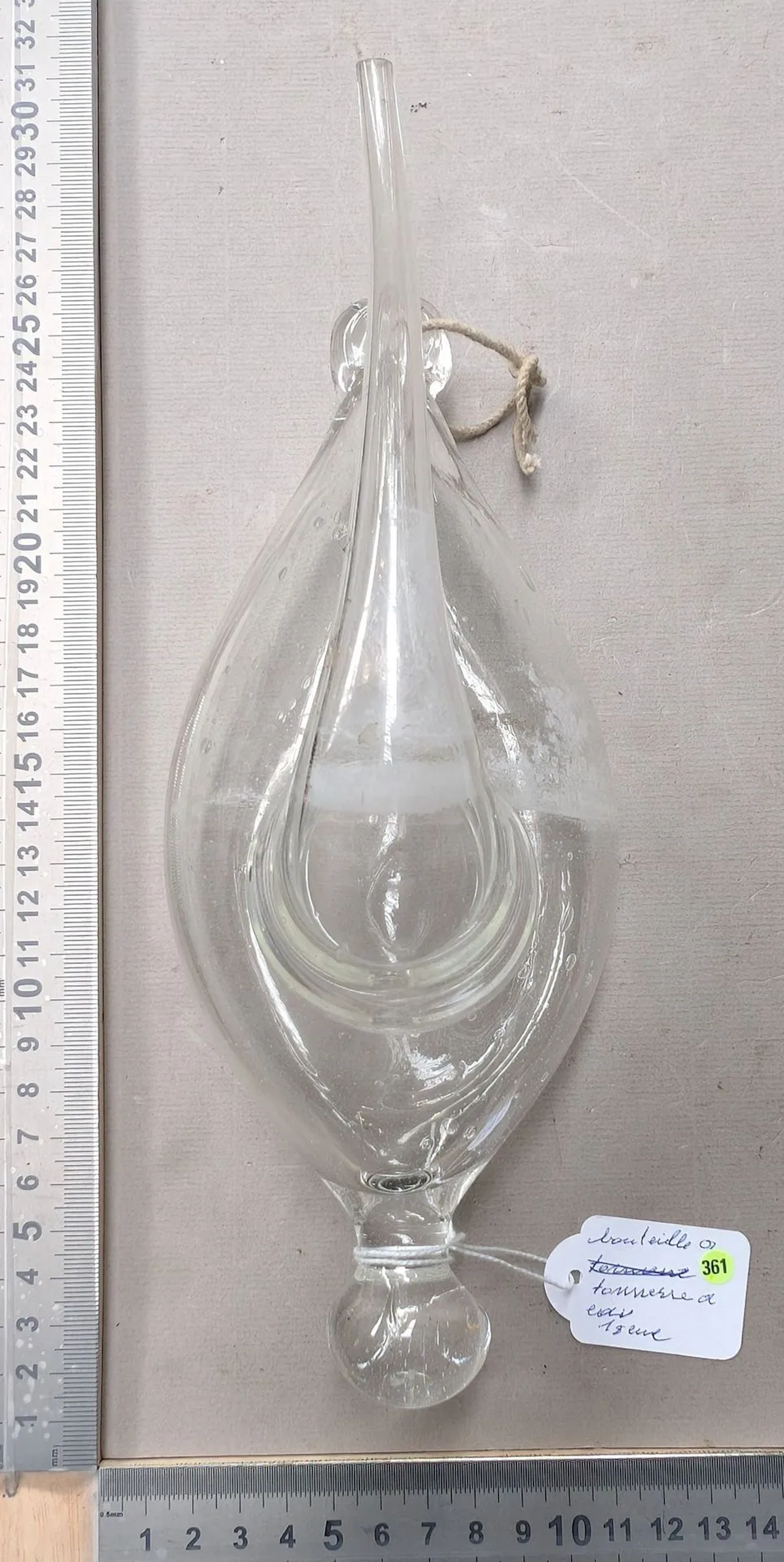 18th-century water-barometer bottle—see photos for dimensions and condition