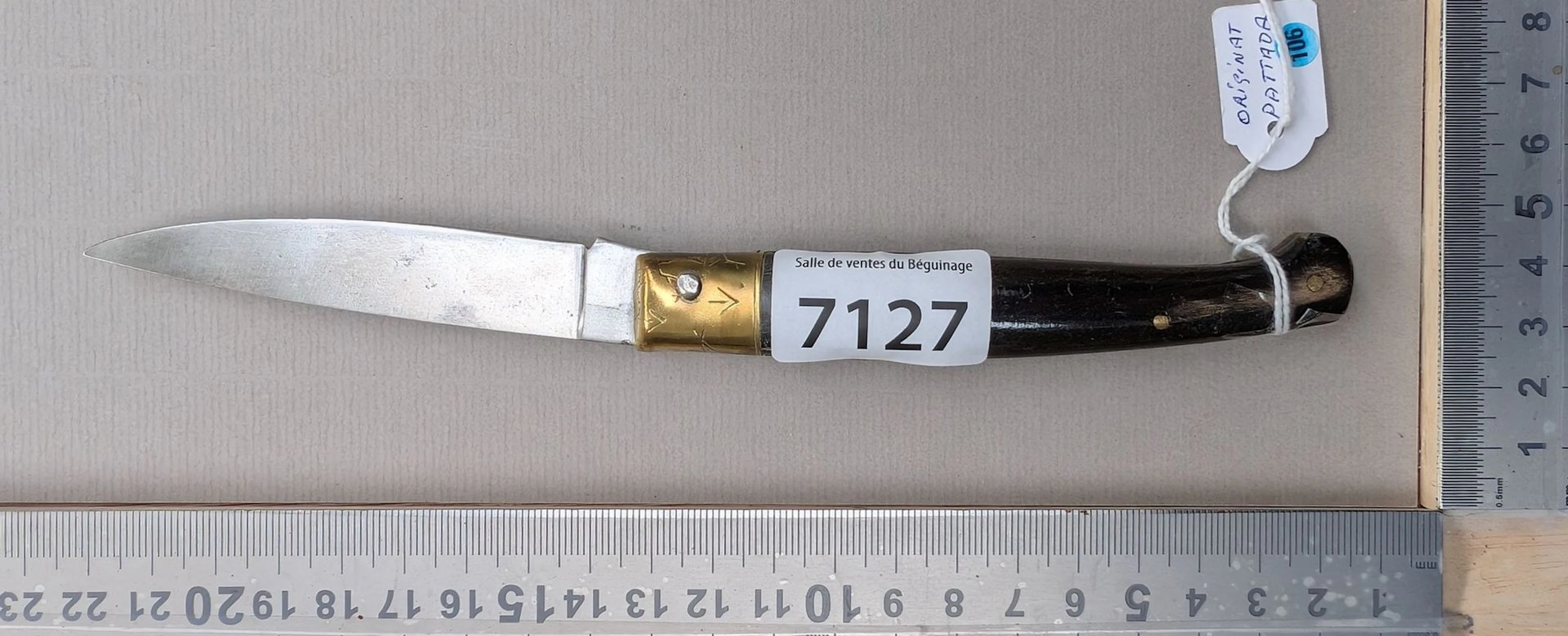 Antique ORIGNAN BATTADA knife—see photos for dimensions and condition