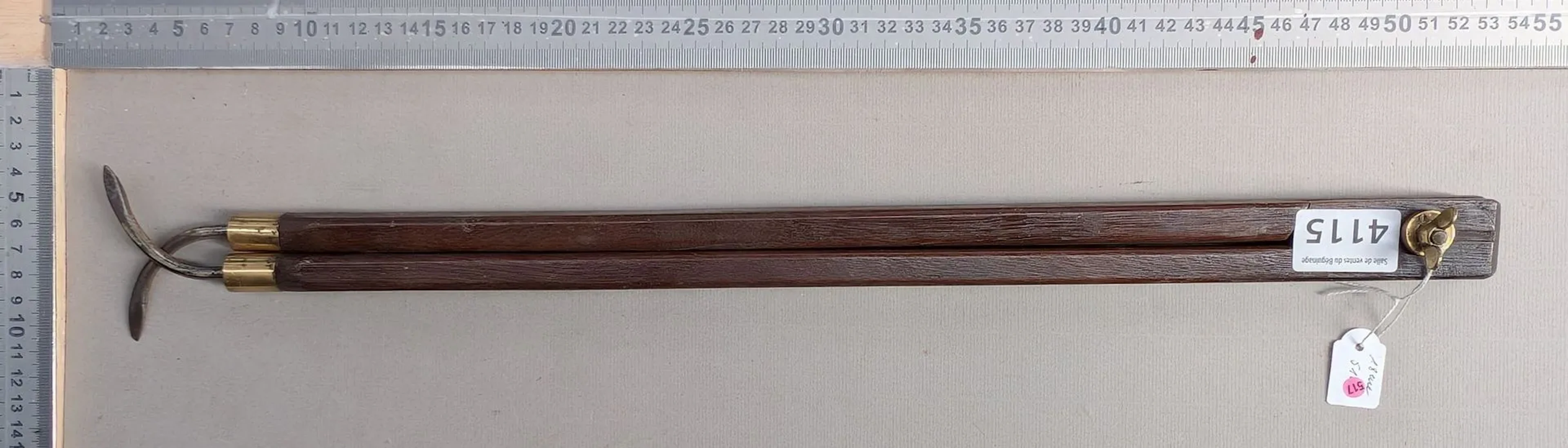 1 antique compass made of wood, steel, and brass—see photos for dimensions
