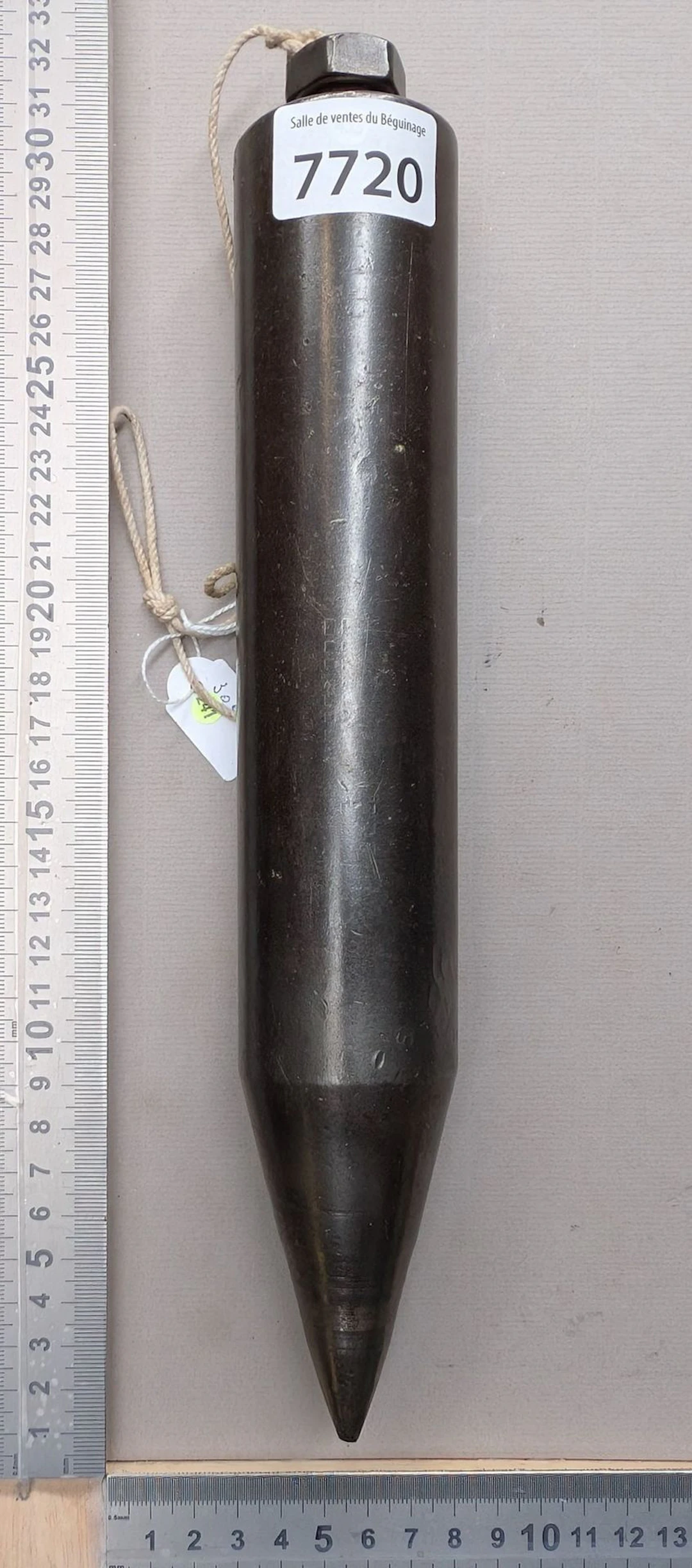 Rare antique plumb line, 30 cm, 3 kg—see photos for dimensions and condition