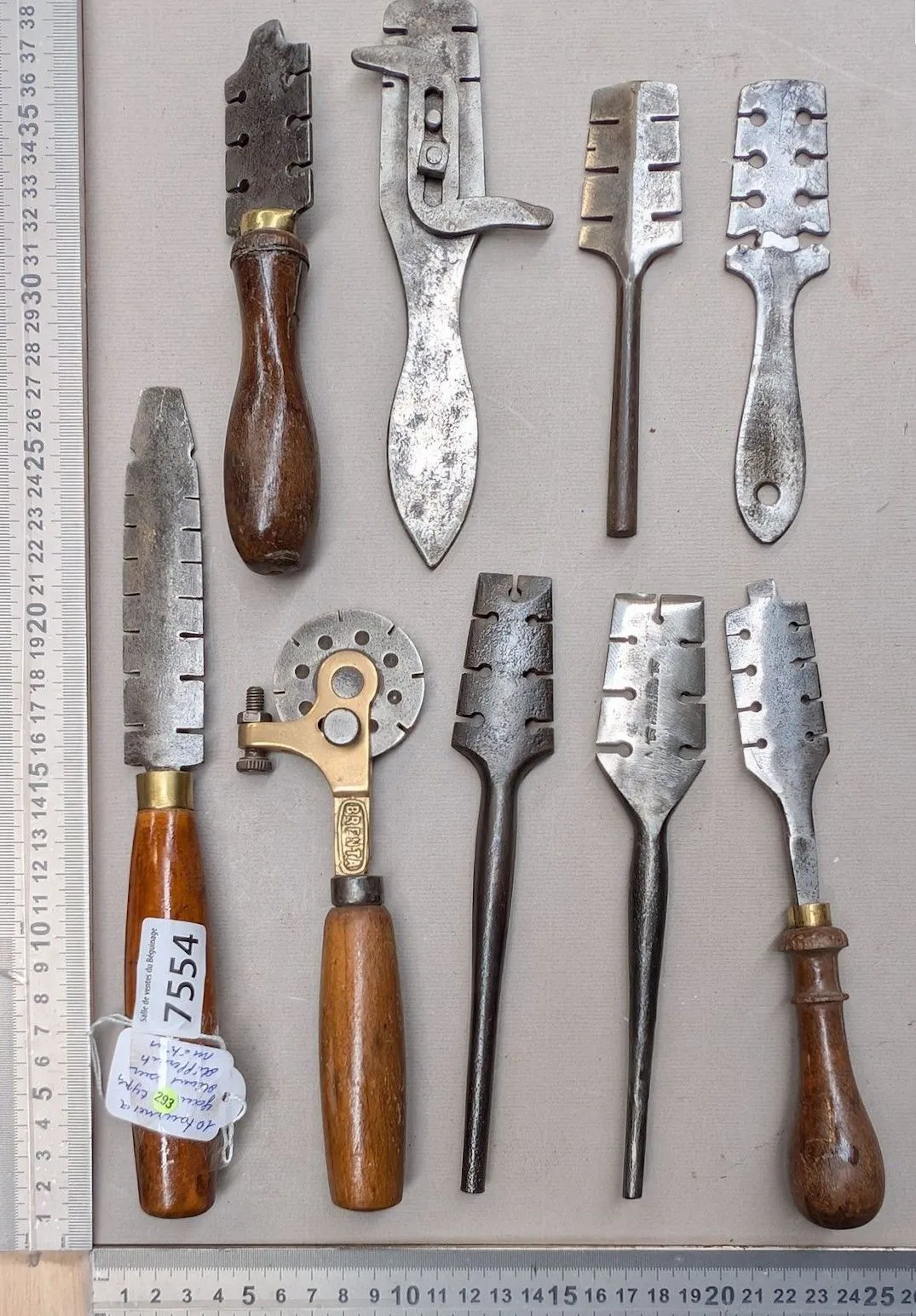 10 left-handed laths for various 18th-century trades—see photos for