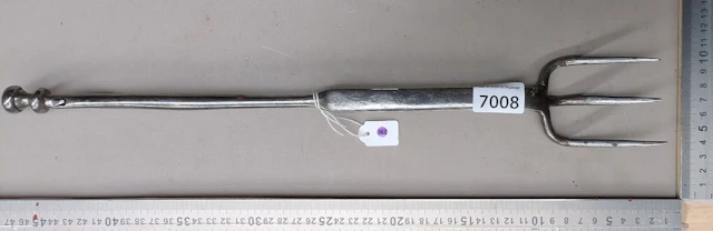 1 antique 18th-century wrought-iron hearth fork, 3 prongs—see photos