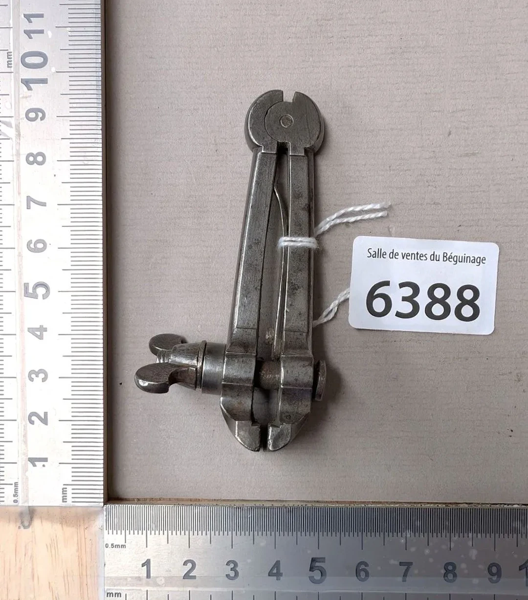 1 pair of wrought-iron watchmaker's hand vises—see photos for dimensions