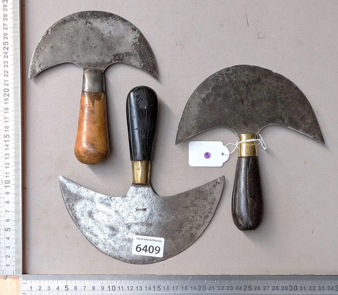 3 shoemaker's knives used for cutting leather—see photos for dimensions
