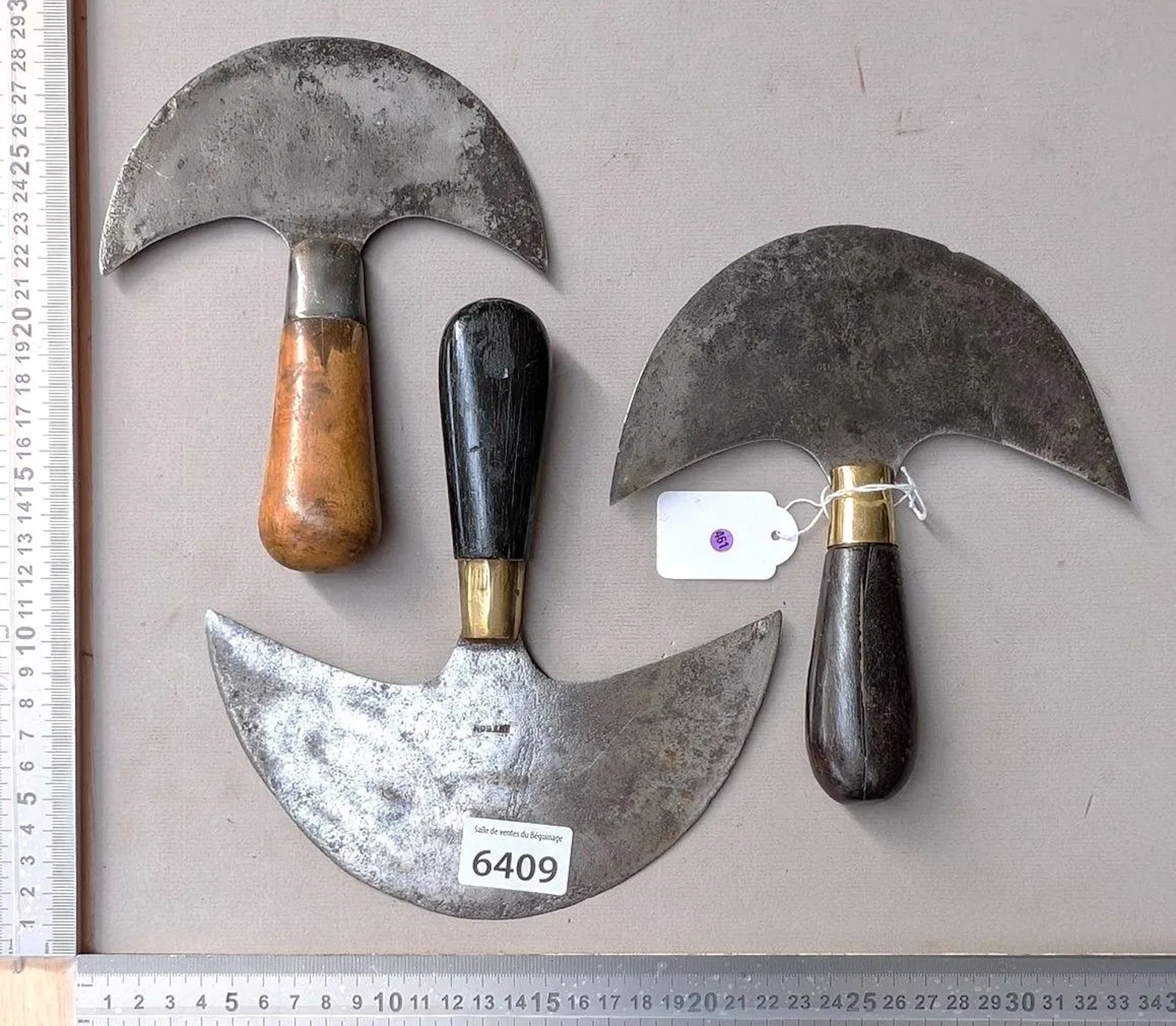 3 shoemaker's knives used for cutting leather—see photos for dimensions