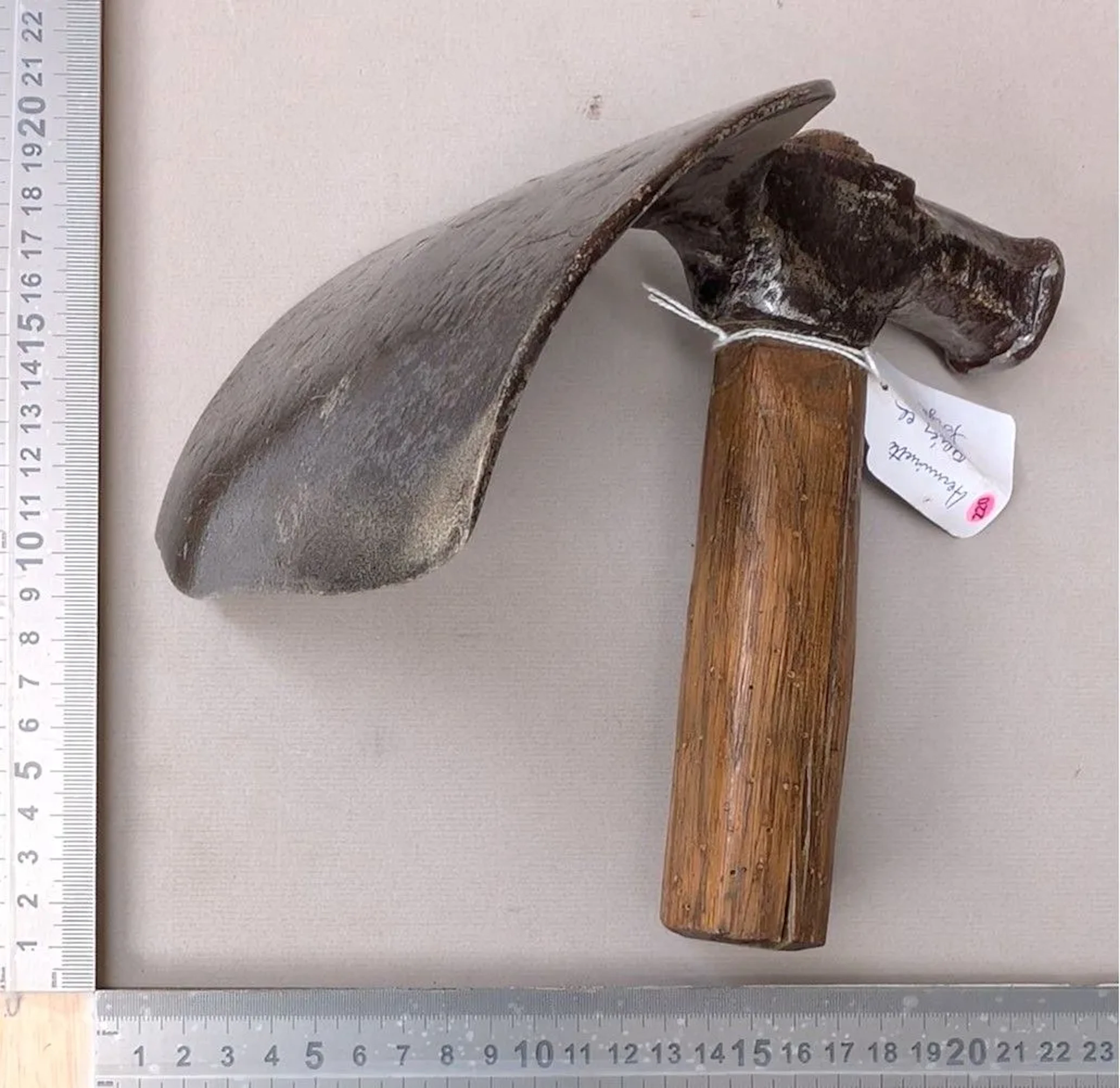 A forged steel adze—see photos for dimensions and condition