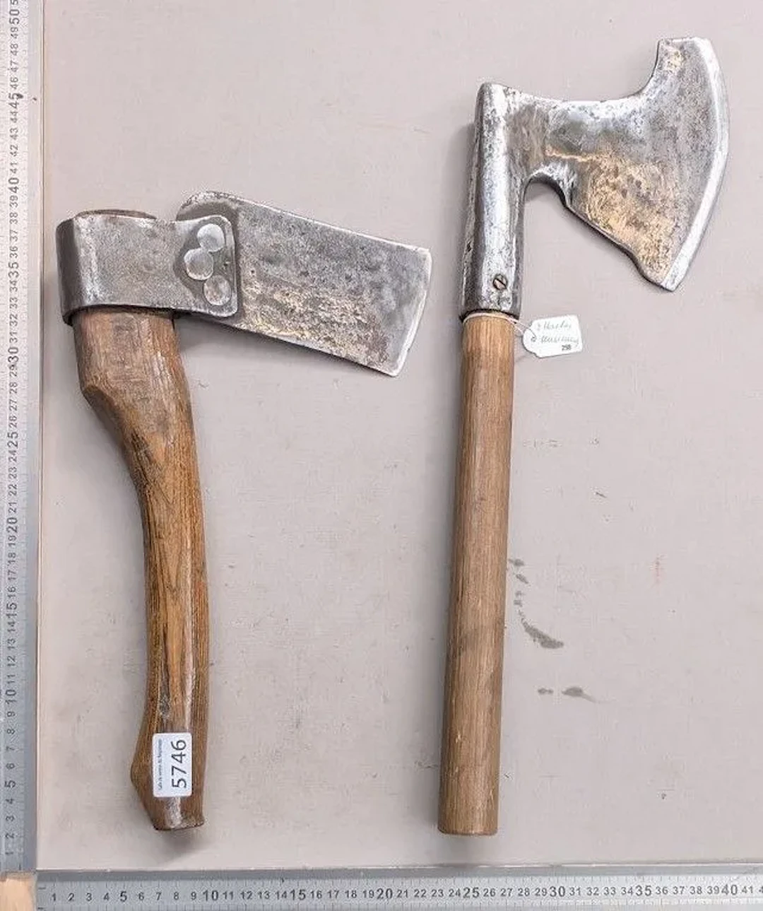 2 antique hatchets—see photos for dimensions and condition