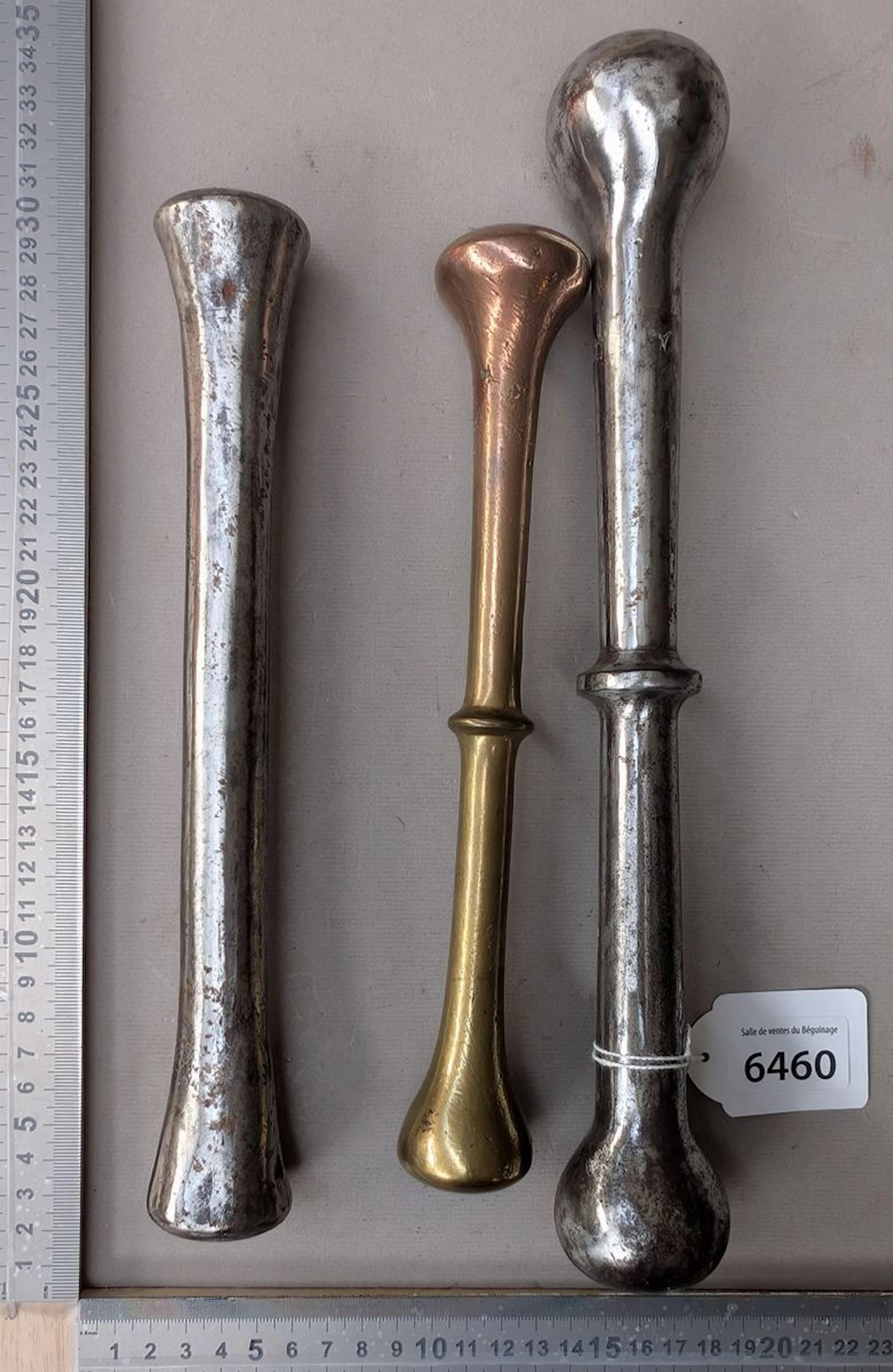 3 brass and wood brackets—see photos for dimensions and condition