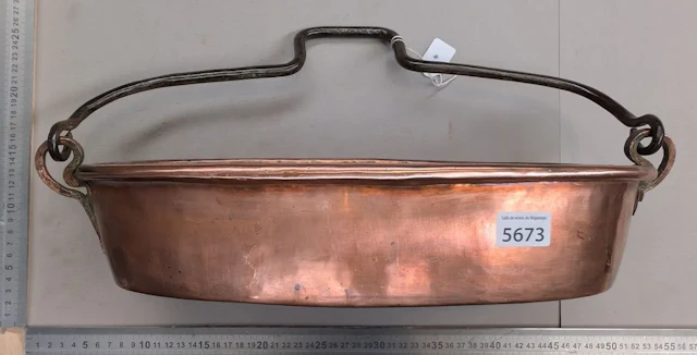 Oval copper cauldron—see photos for dimensions and condition