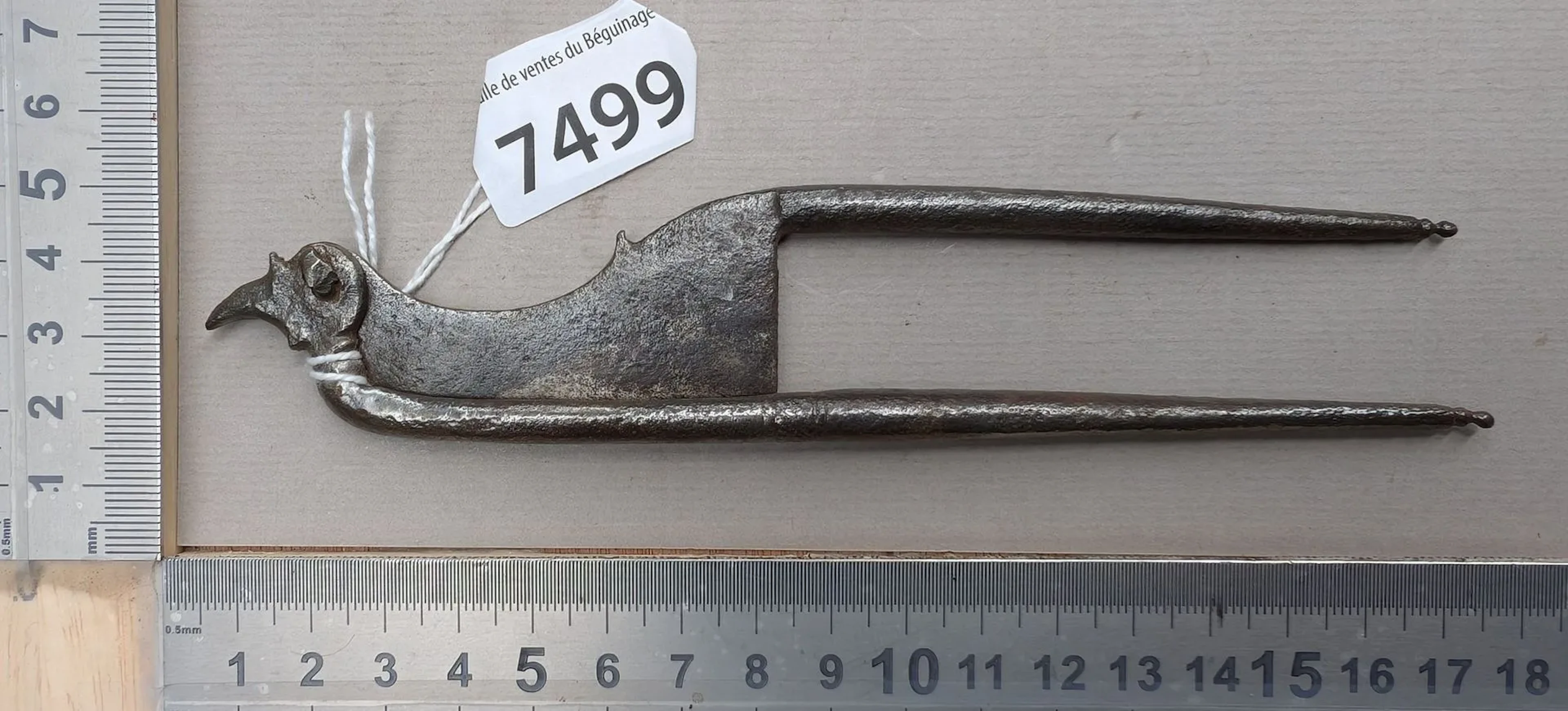 1 antique 18th-century wrought-iron betel cup—see photos for dimensions
