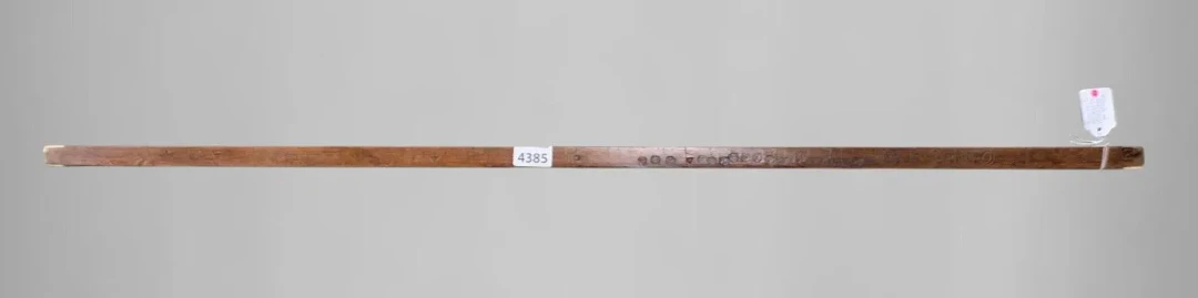 Antique wooden and brass measuring tape—see photos for dimensions and condition