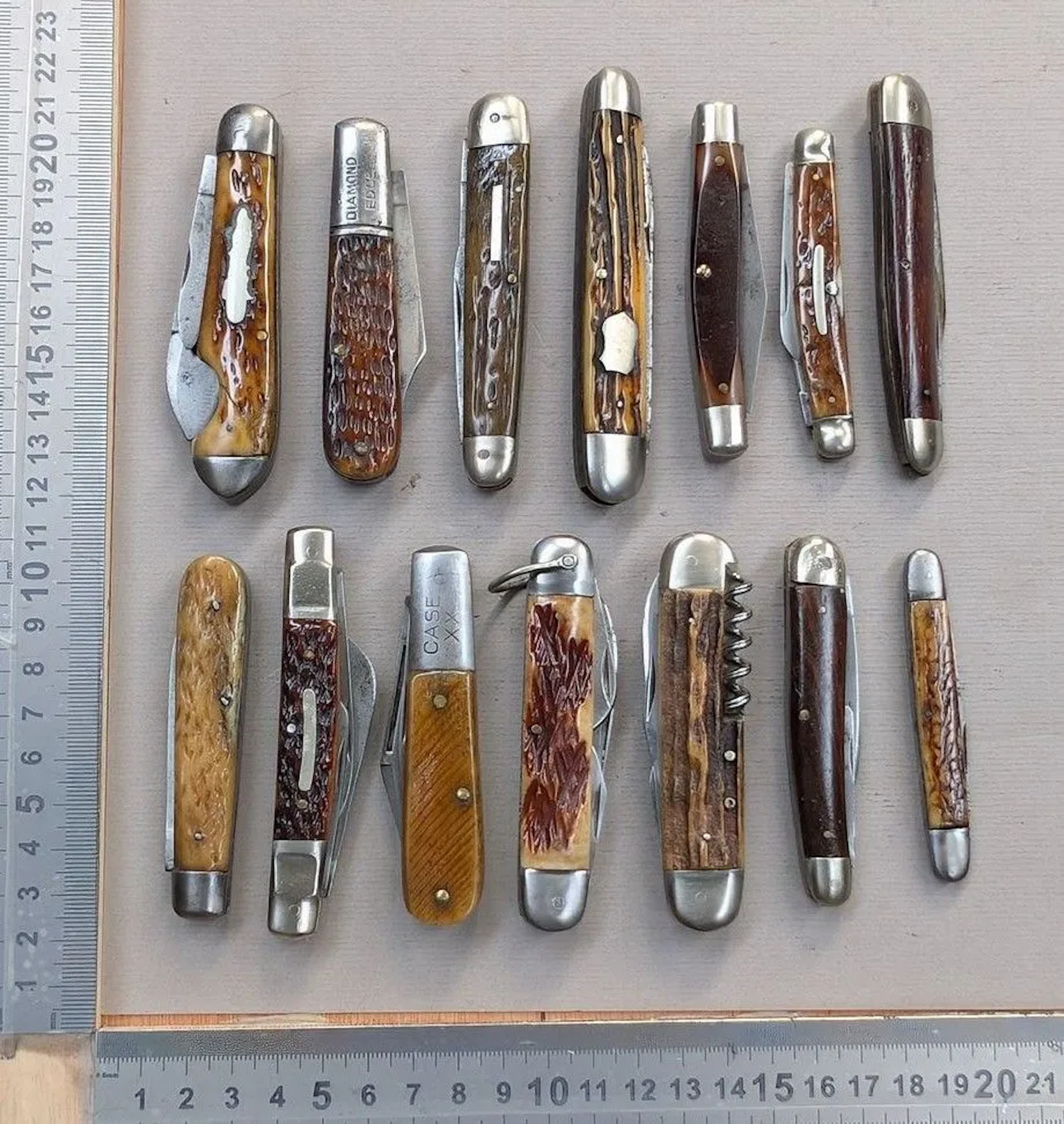 Set of 14 vintage pocket knives, 1920–1940 — See photos for dimensions