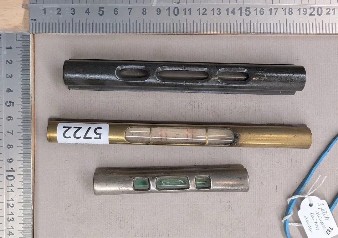 3 antique cast-iron levels—see photos for dimensions and condition