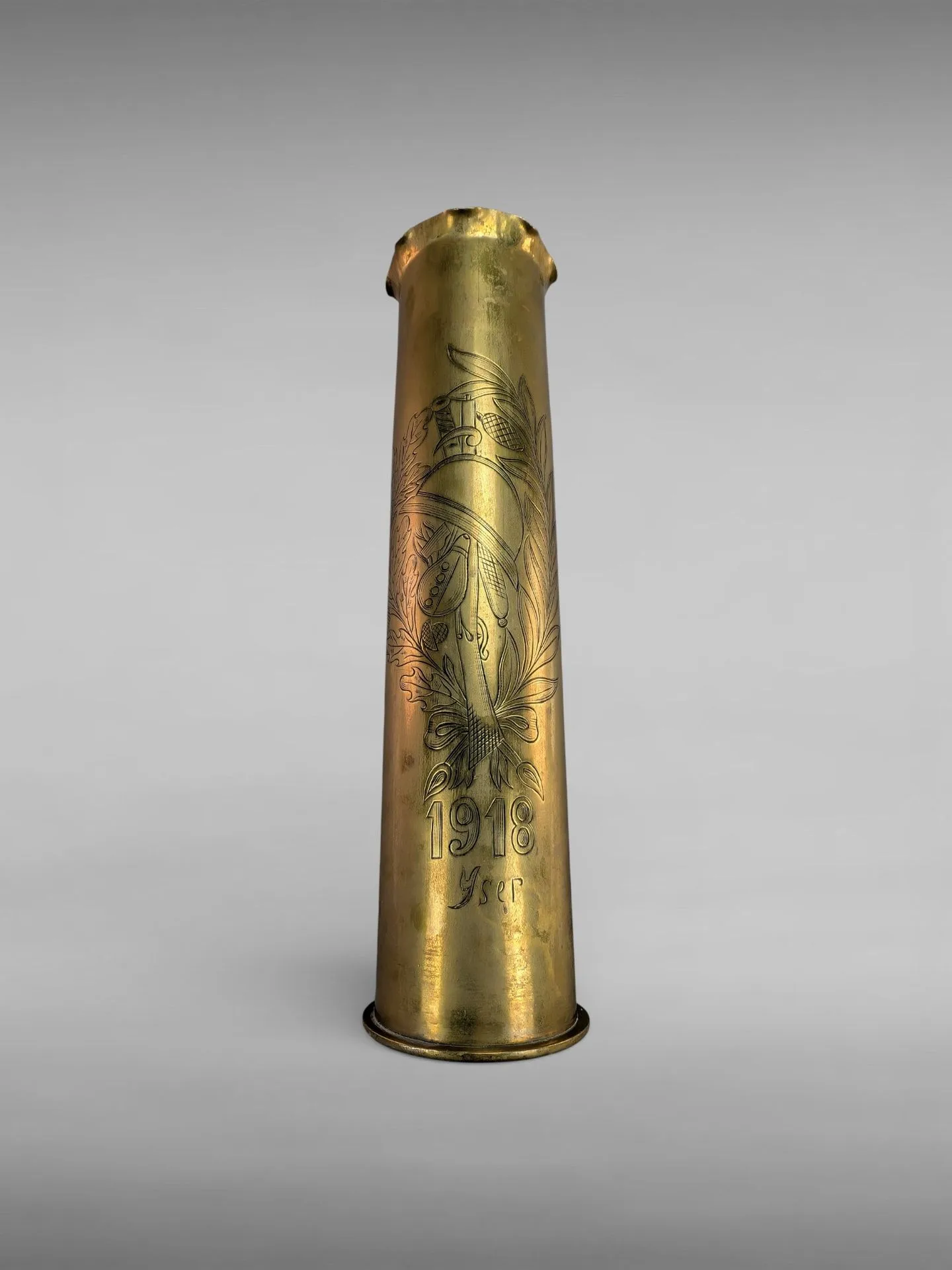 Engraved shell casing, trench work or commemorative - WW1 - size in cm ...