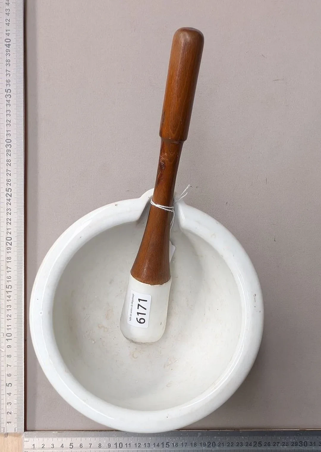 Marble mortar and pestle—see photos for dimensions and condition