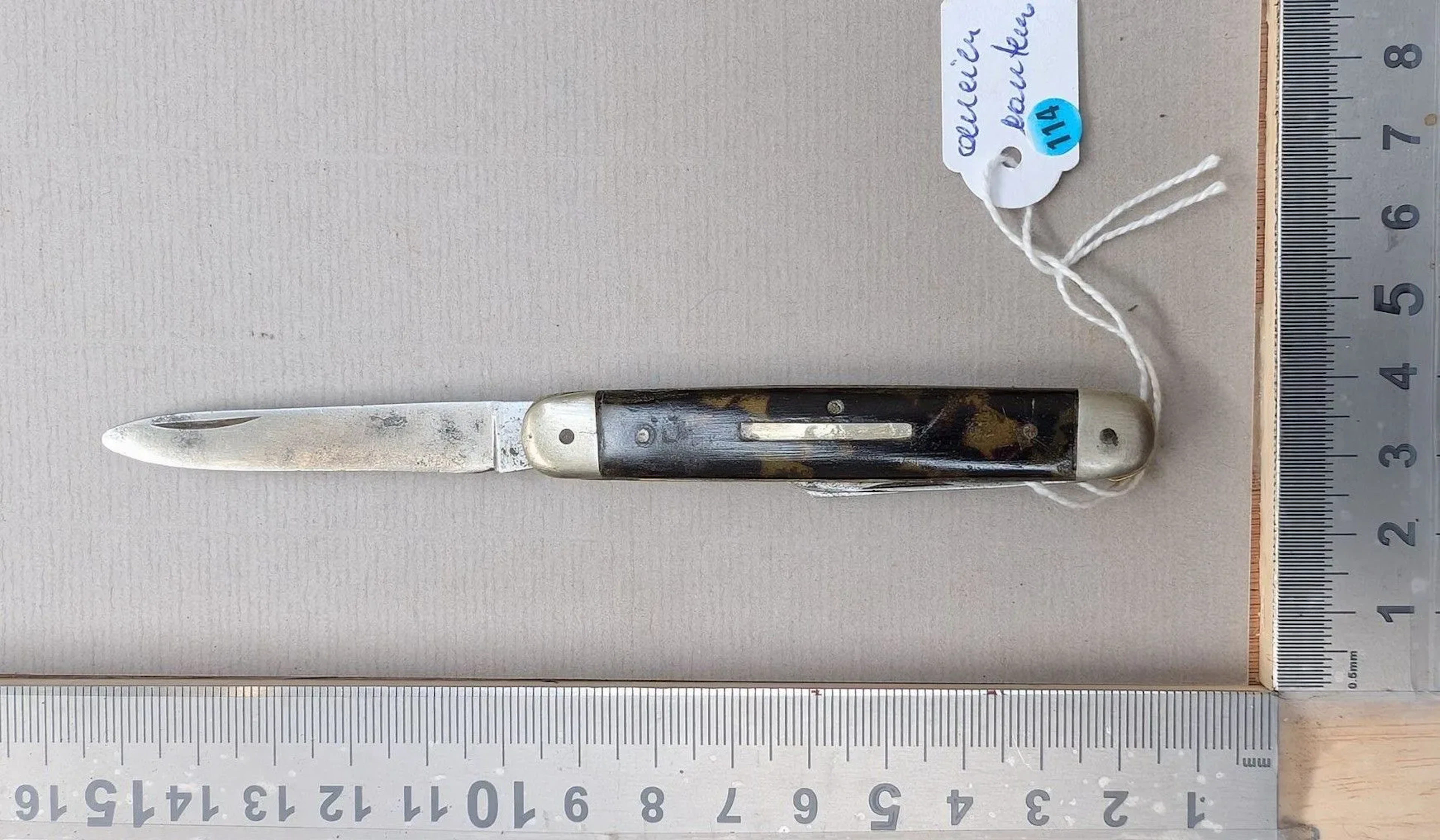 Vintage pocket knife with tortoiseshell handle—see photos for dimensions