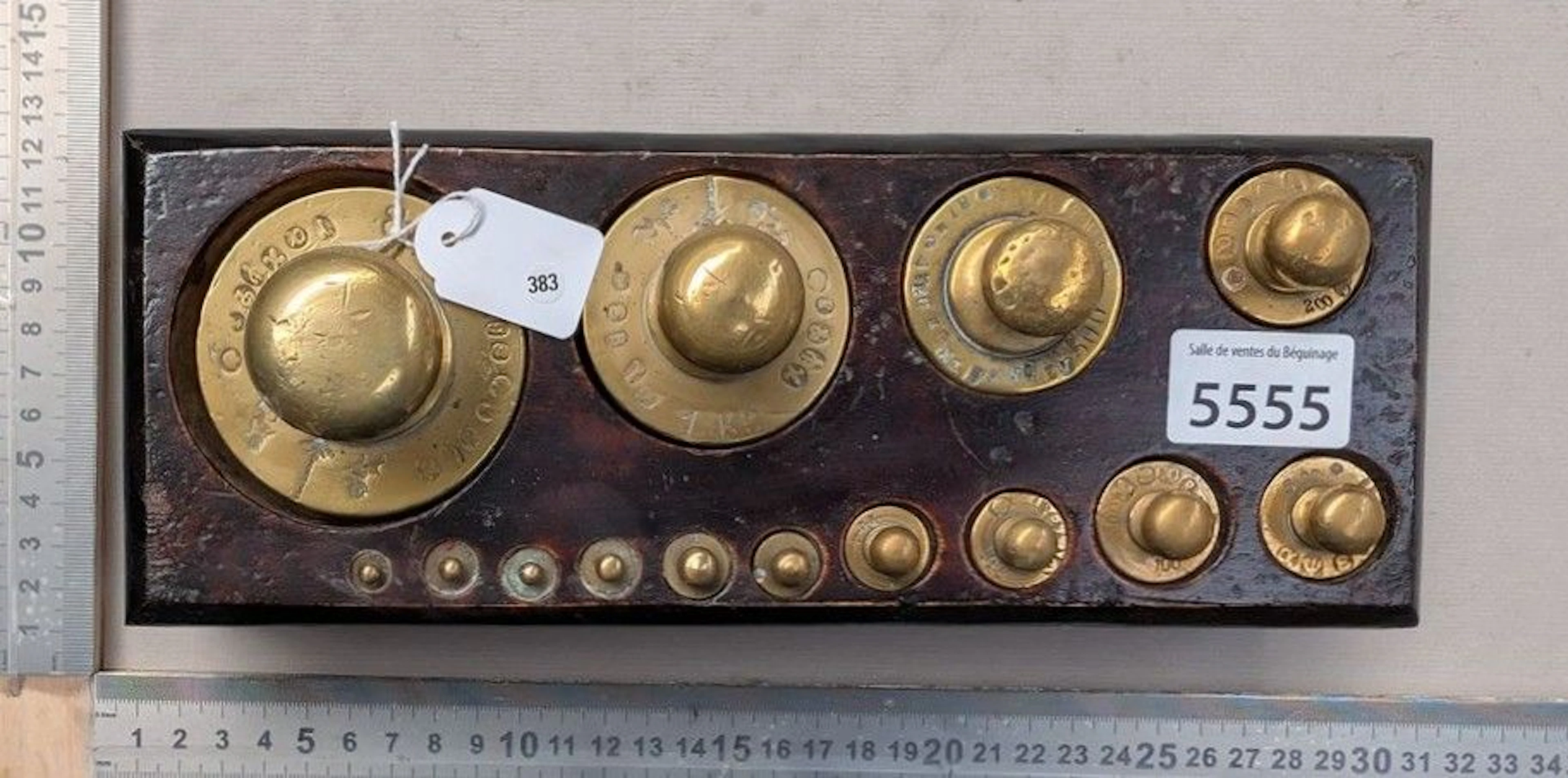 Set of copper weights—see photos for dimensions and condition