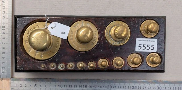 Set of copper weights—see photos for dimensions and condition