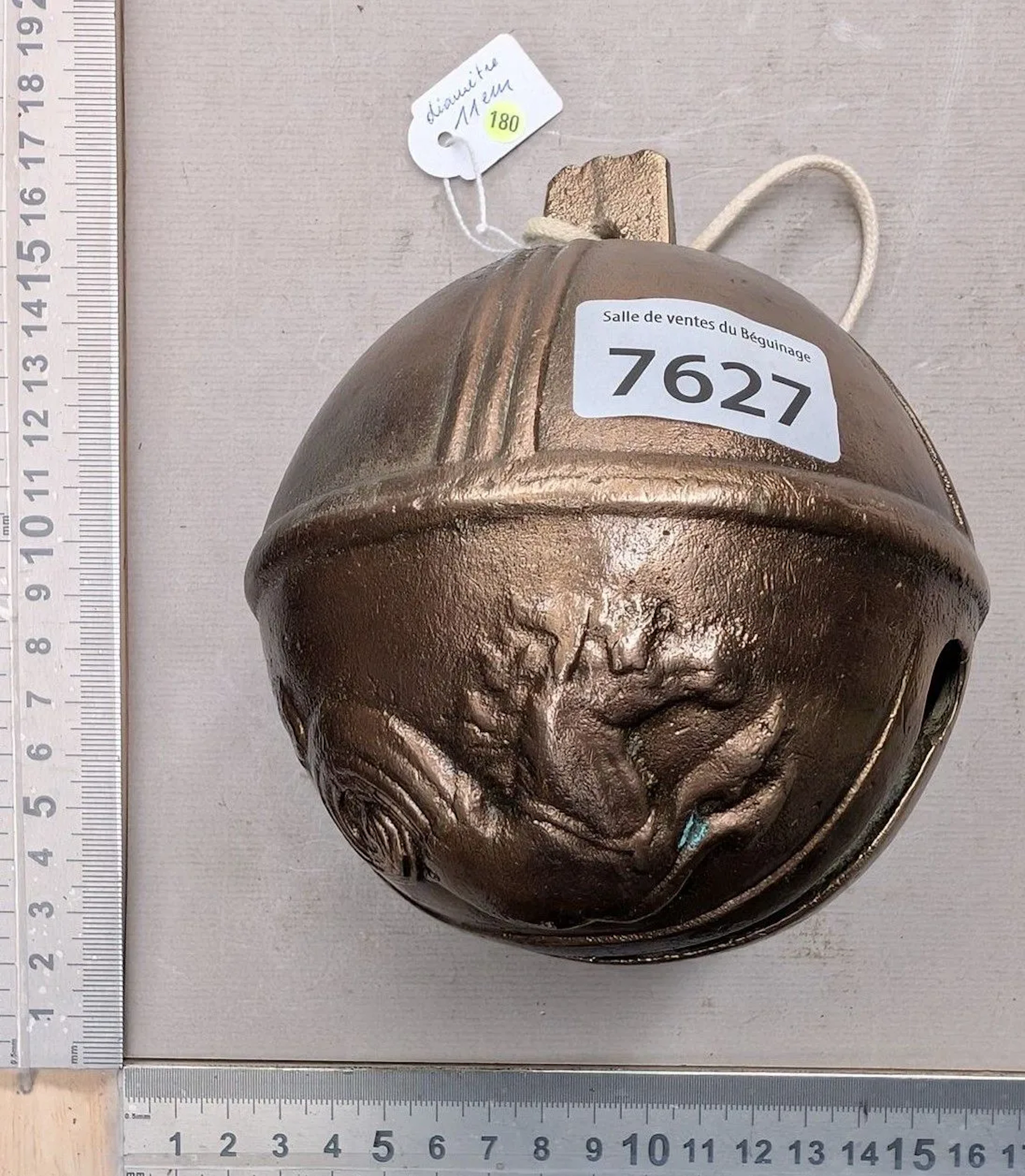 Antique 18th-century bronze carriage bell—see photos for dimensions