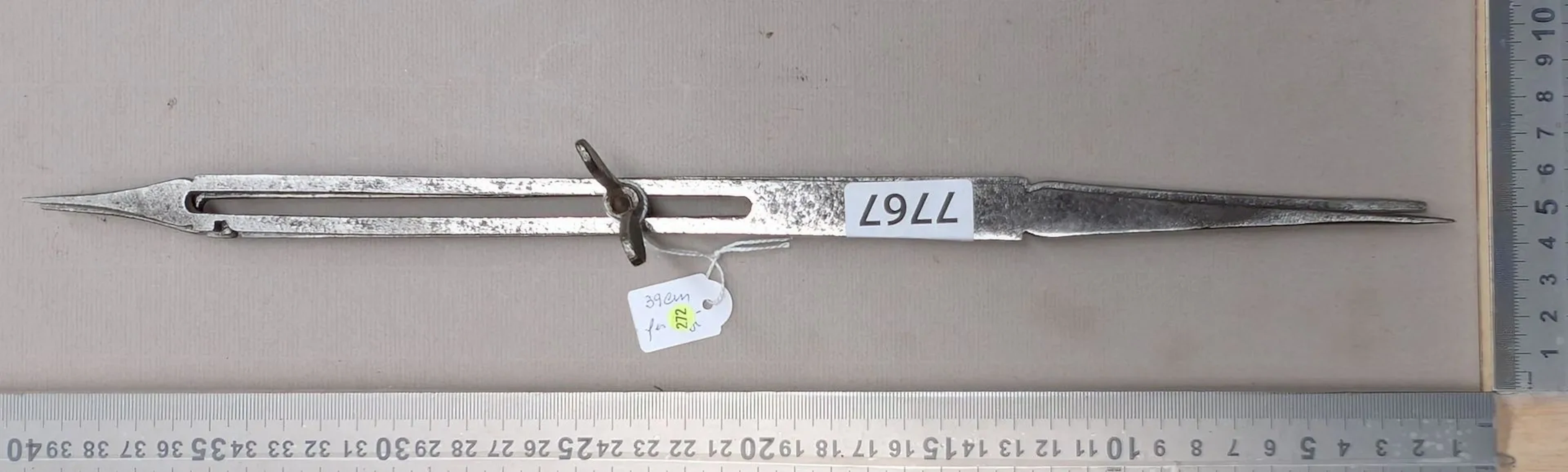 Large antique 18th-century wrought-iron reduction compass—see photos
