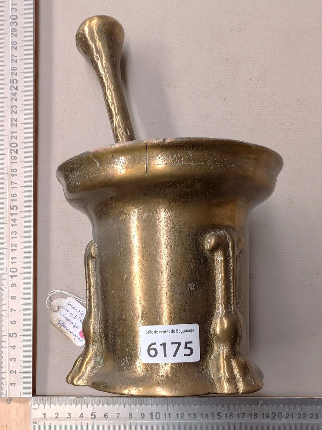 Bronze mortar and pestle—see photos for dimensions and condition