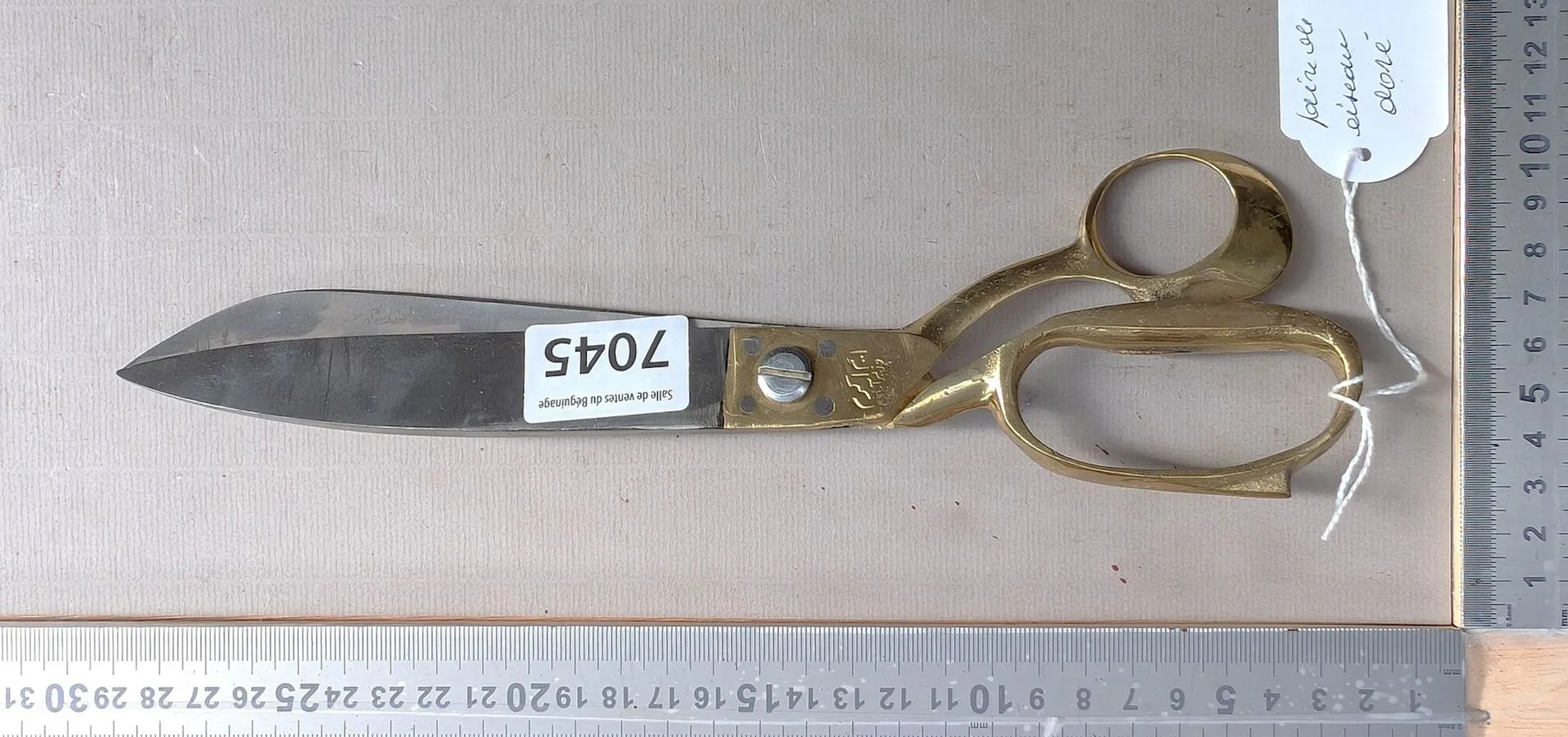 Antique pair of gilded scissors—see photos for dimensions and condition