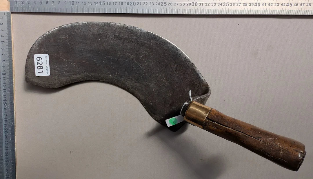 Antique sickle for cutting reeds—see photos for dimensions and condition