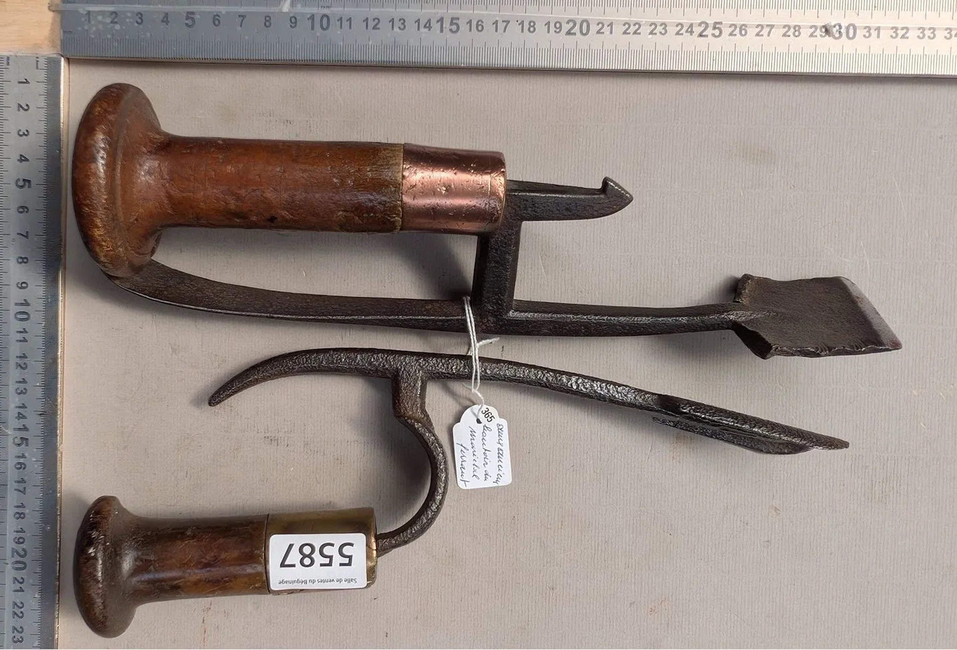 2 antique farrier's anvil stands—see photos for dimensions and condition