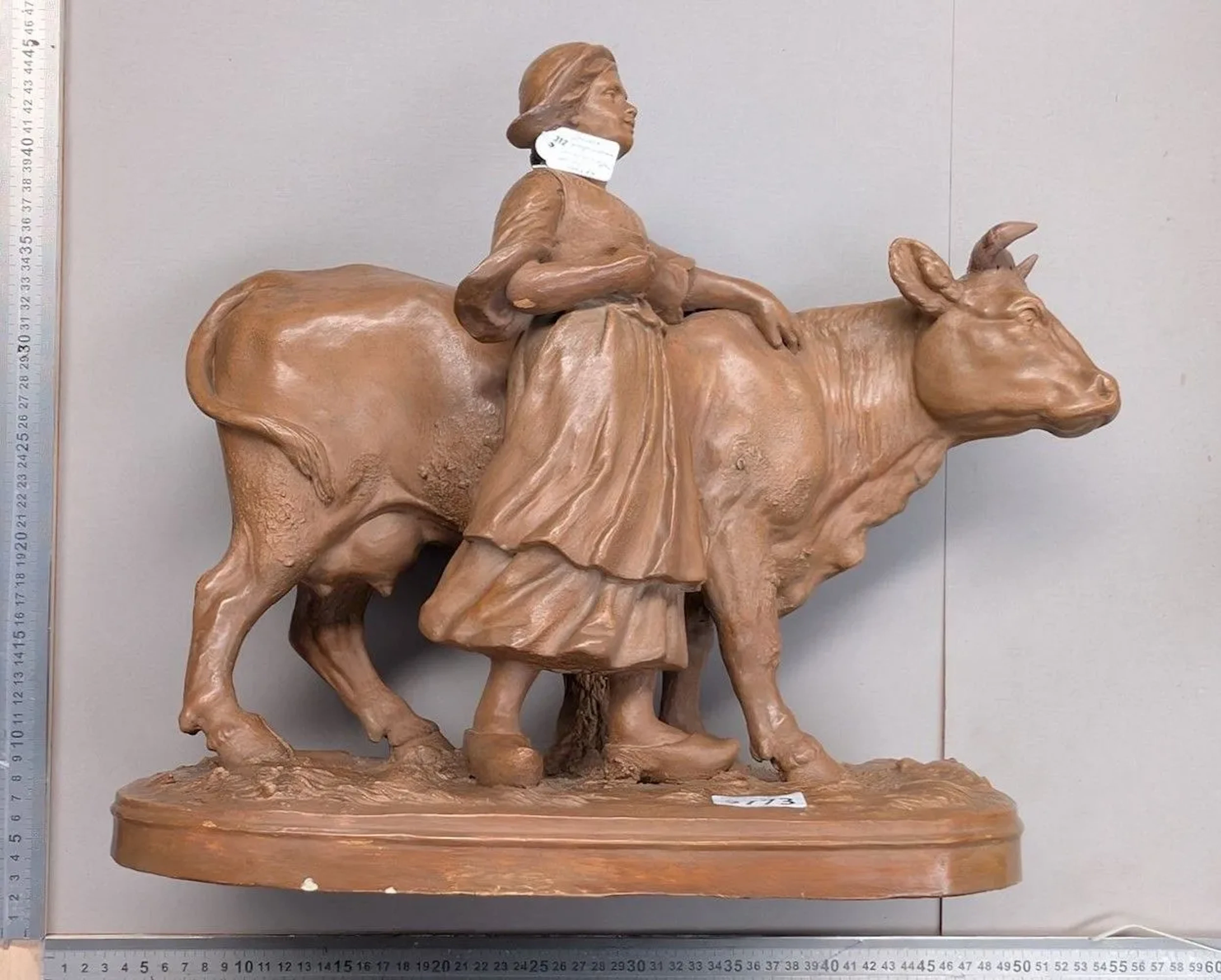 Peasant Woman with Her Cow - See photos for dimensions and condition