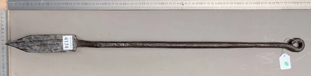 Rare wrought-iron floor iron—see photos for dimensions and condition