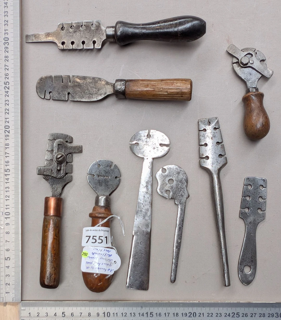 10 left-handed laths for various 18th-century trades—see photos for