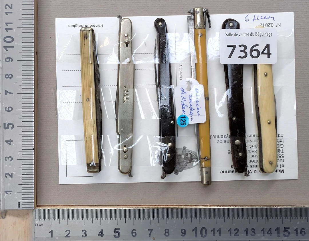6 different notary knives—see photos for dimensions and condition