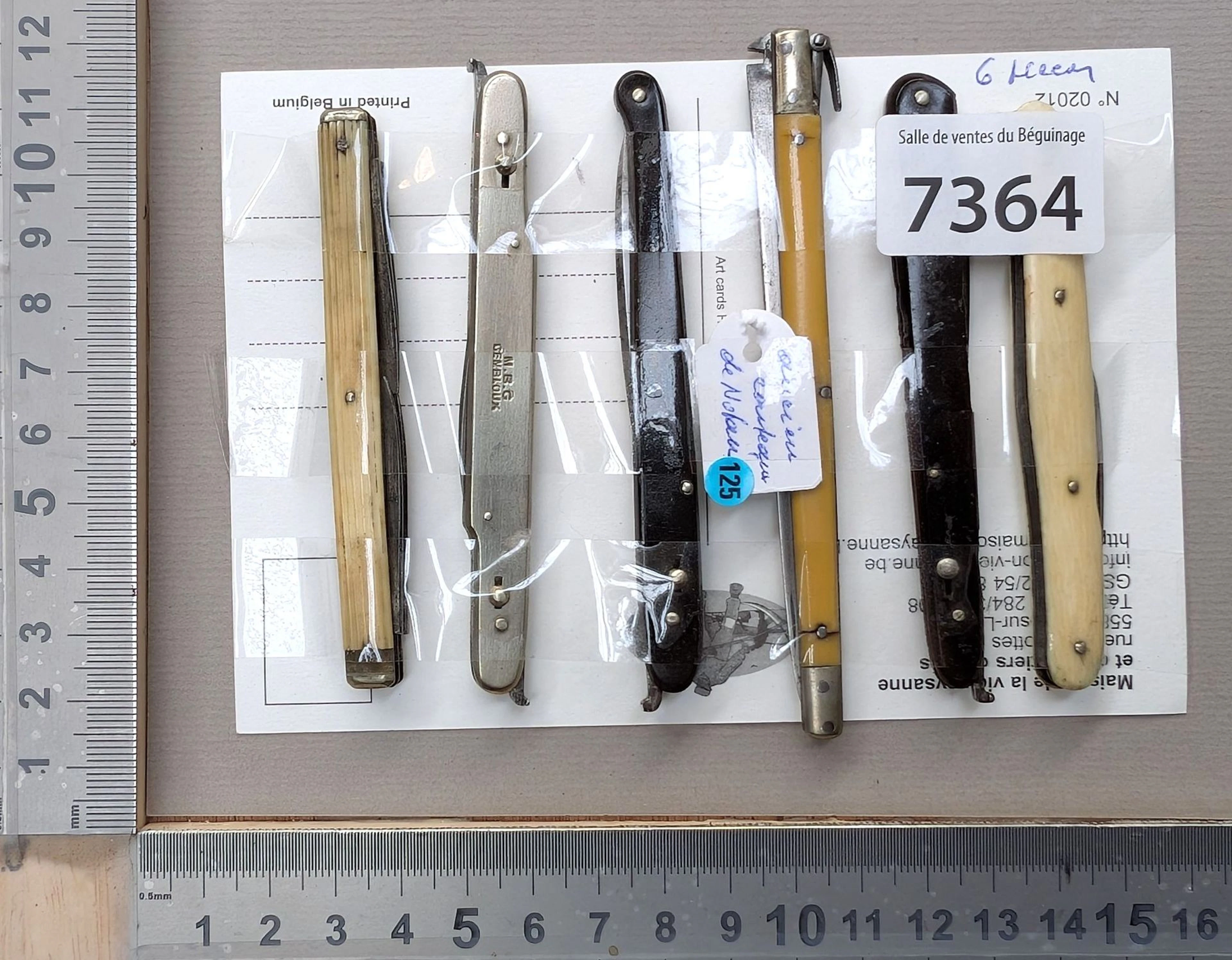 6 different notary knives—see photos for dimensions and condition