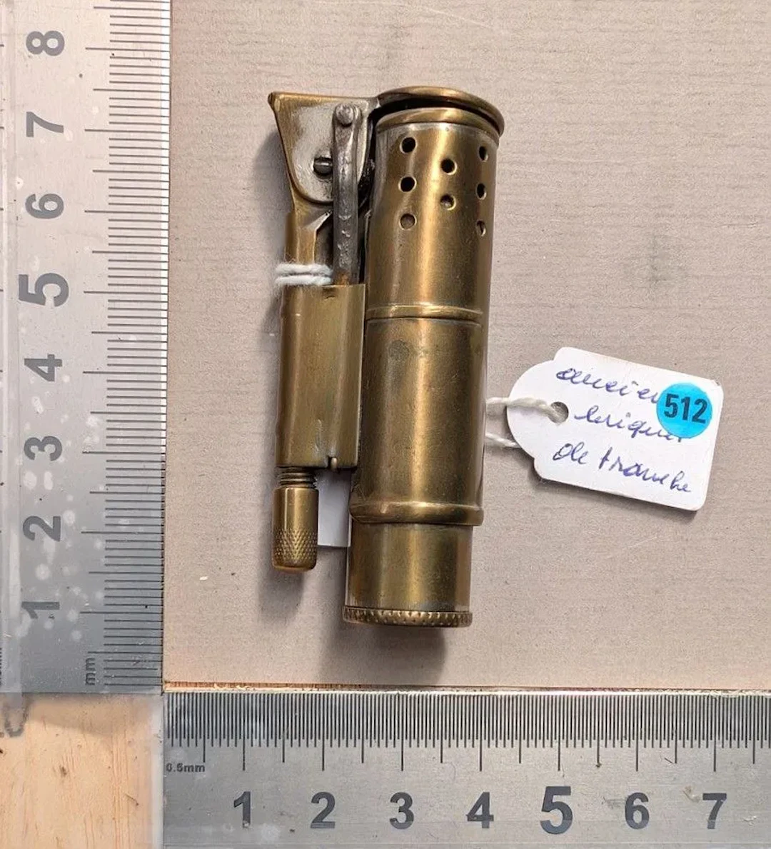 1 antique trench lighter, handmade by a soldier—see photos for dimensions