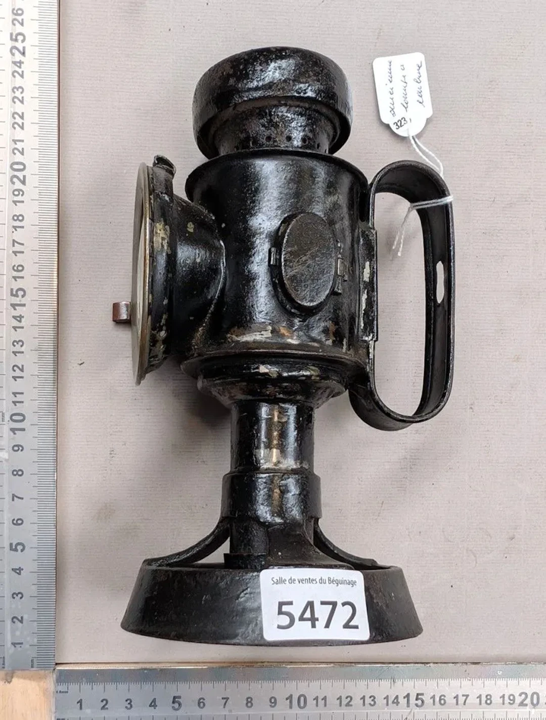 Antique carbide lamp—see photos for dimensions and condition